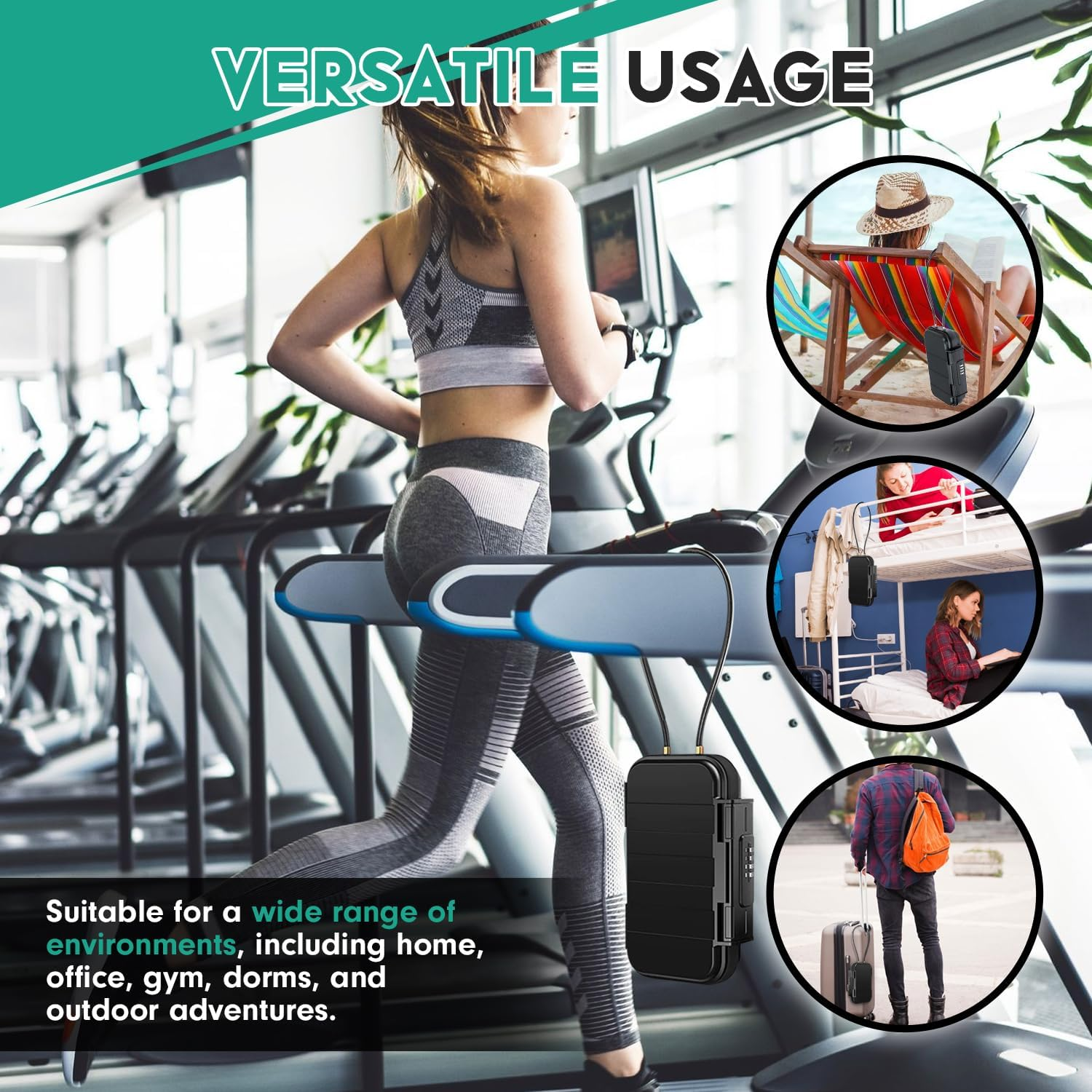 Travel Portable Safe Box, Outdoor Combination Security Case with 4-Digit Code, Waterproof Anti-Theft Lock Box with Wire for Passport, Credit Cards, Phones &ndash; Ideal for Home, Hotel, Travel, Beach, Car