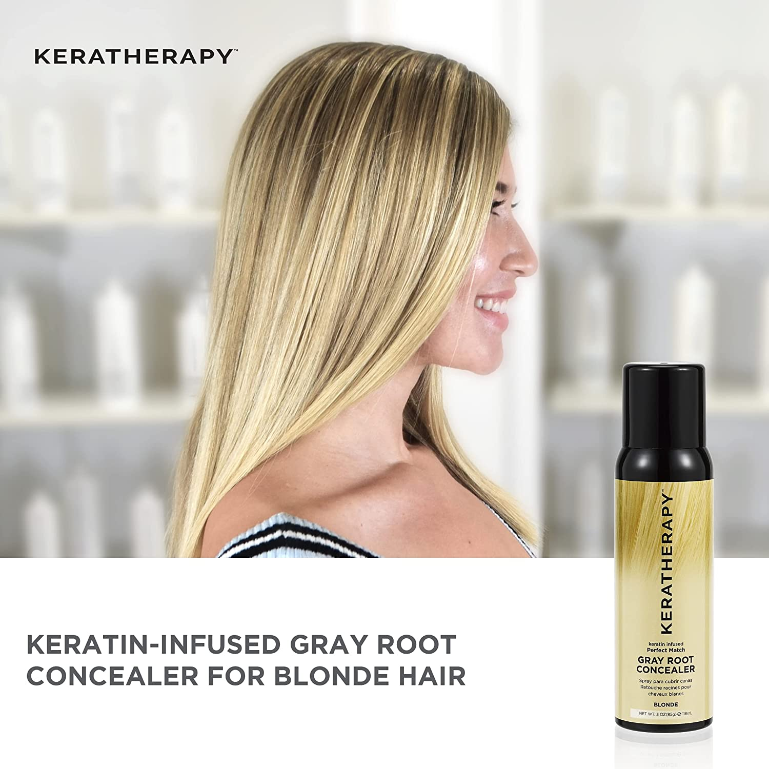 Keratherapy Gray Root Concealer Spray for Black Hair 118 Ml