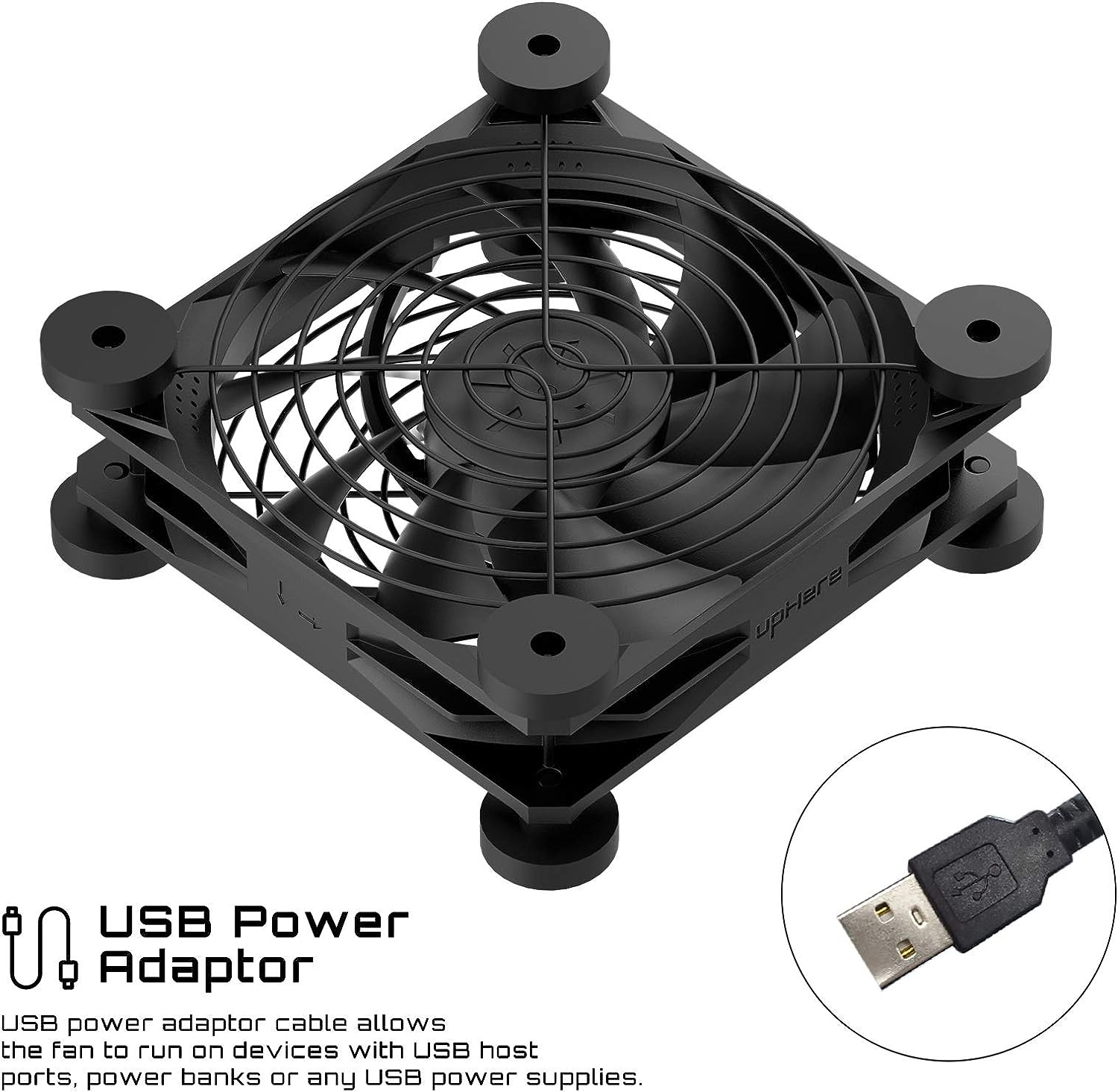 Uphere 120Mm Quiet USB Powered Fans 5V Computer Cooling Fan with 3-Speed Control,Compatible for Pc/Xbox/Tv Box,Etc, N12U04 image number 5