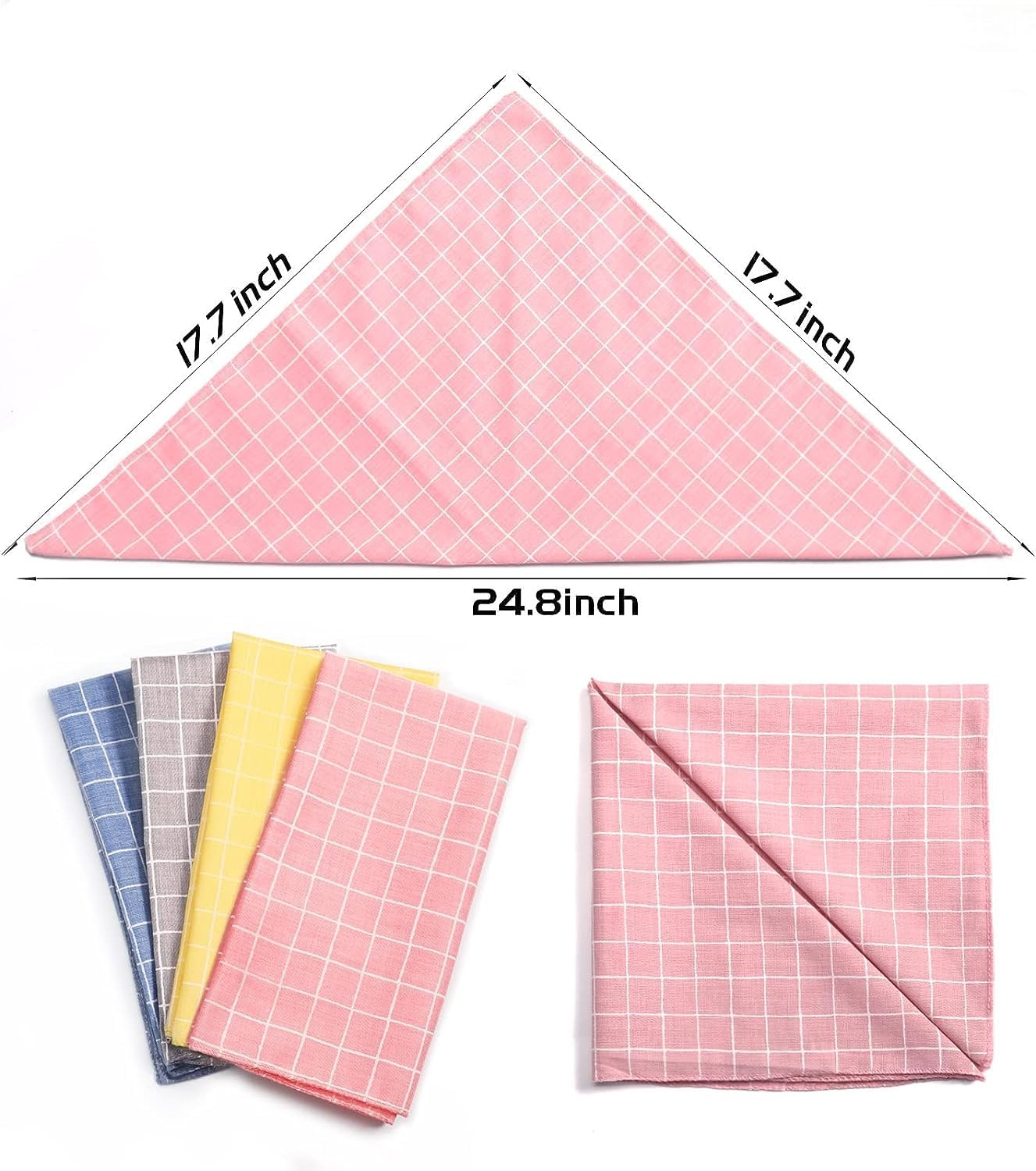 Dog Bandanas - 4PCS Birthday Gift, Soft Cotton Dog Kerchief, Green Blue Yellow Pink Comfortable Scarfs Collars, Adjustable Accessories for Small Medium Large Dogs Puppies Cats Pets, Daily Bibs image number 2