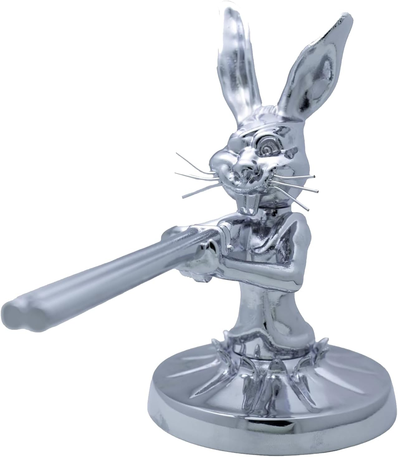 1PCS Rabbit Gunslinger Hood Ornament, Metal Car Truck Hood Ornament Sculpture Vintage 3D Rabbit Decorative Emblem for Cars Trucks Chrome Handmade Cast Statue Decor with Mounting Screw Set image number 1