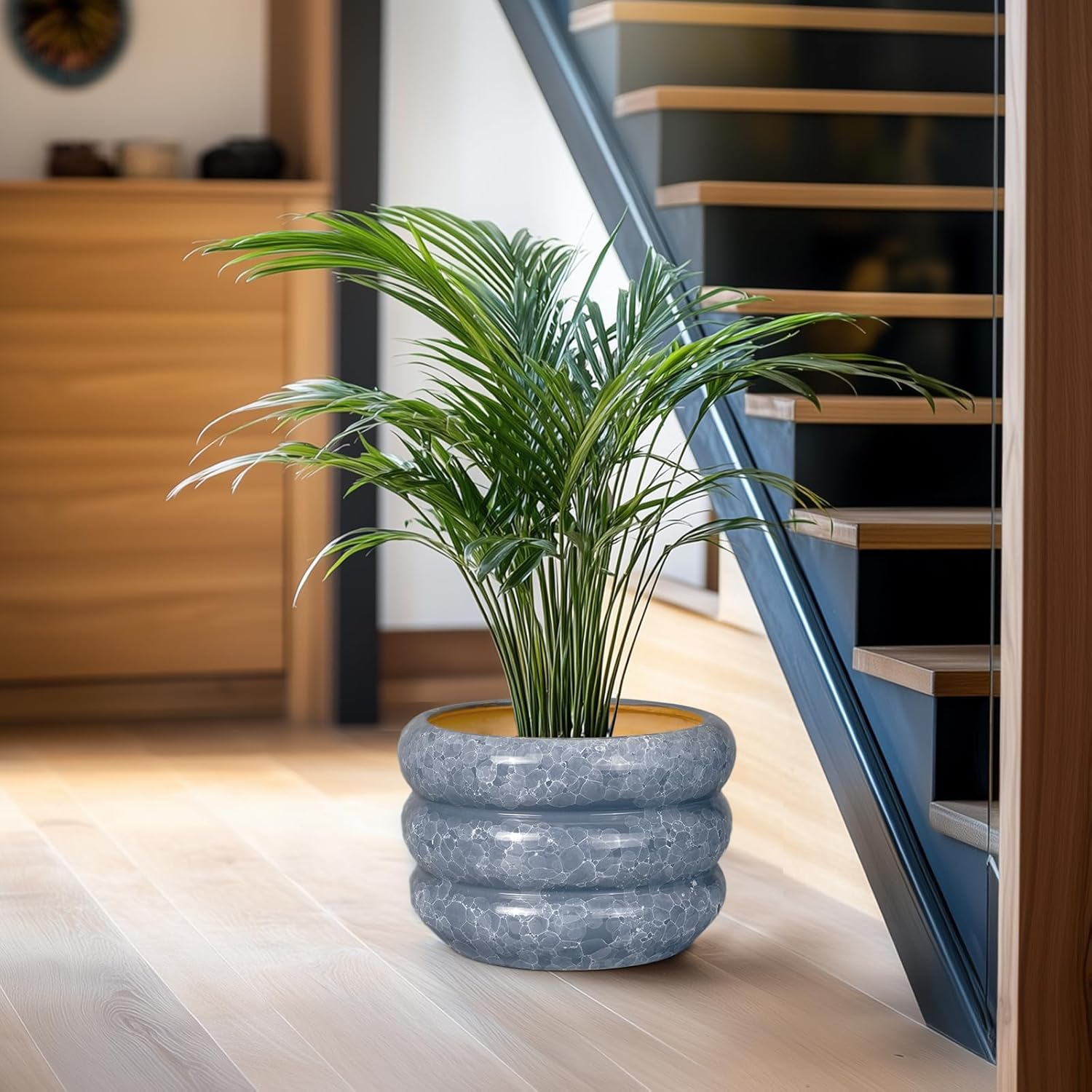 SQOWL Ceramic Planter 10 Inch - Indoor Plant Pot with Drainage Hole Outdoor Planter Large Flower Pot Modern Decorative Plant Pot for Bathroom Room Decorations Gray image number 4