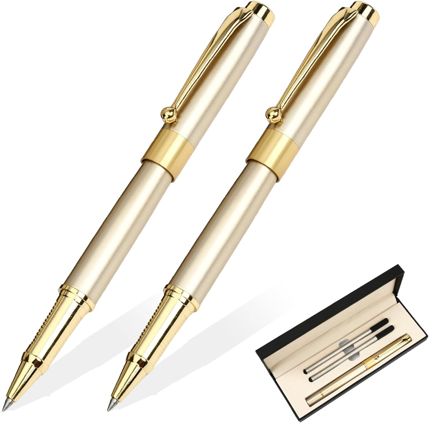 YIVONKA Ballpoint Pen Black Refill,Luxury Ballpoint Line Width 0.5Mm,Best Ball Pen Gift Set for Men & Women Professional Executive,Office,Nice Ballpens Classy Gift Box (Gold)