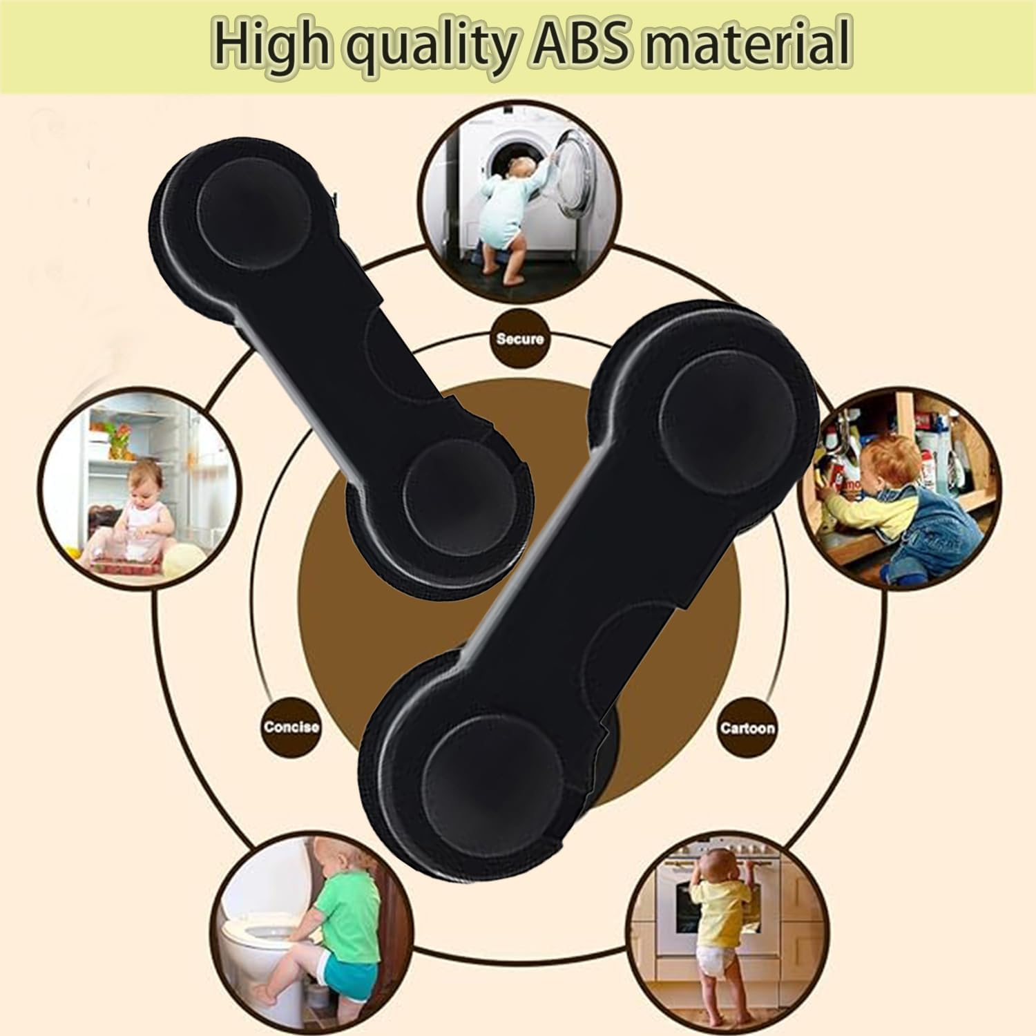 Roczential 10 Pack Cabinet Locks for Babies, Uandhome Child Safety Locks Drawer Locks Baby Proofing Baby Cabinet Safety Latches Kitchen System with Strong Adhesive Tape image number 3