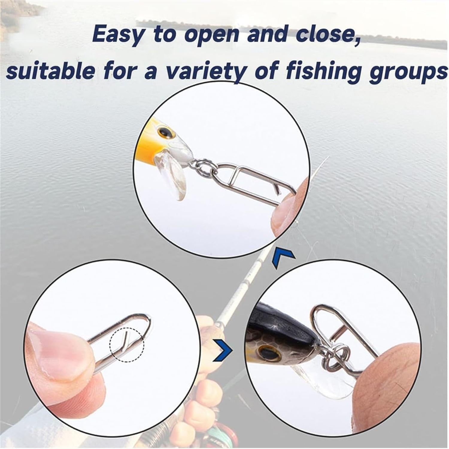 Songholee Fishing Line Snaps, Wanfoou 60Pcs Fishing Power Clips,Power Fishing Clips Snaps Quick Change, Stainless Steel Swivels Clips Quick Change Lure Connector for Fishing Enthusiast image number 3