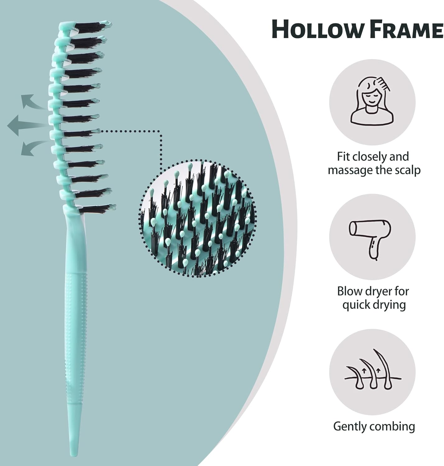 Curl Hair Brush, Comfortable Elastic Curling Brush, Curl Define Styling Brush, Curl Define Styling Brush, Hair Brush for Detangling for Women (Green) image number 2