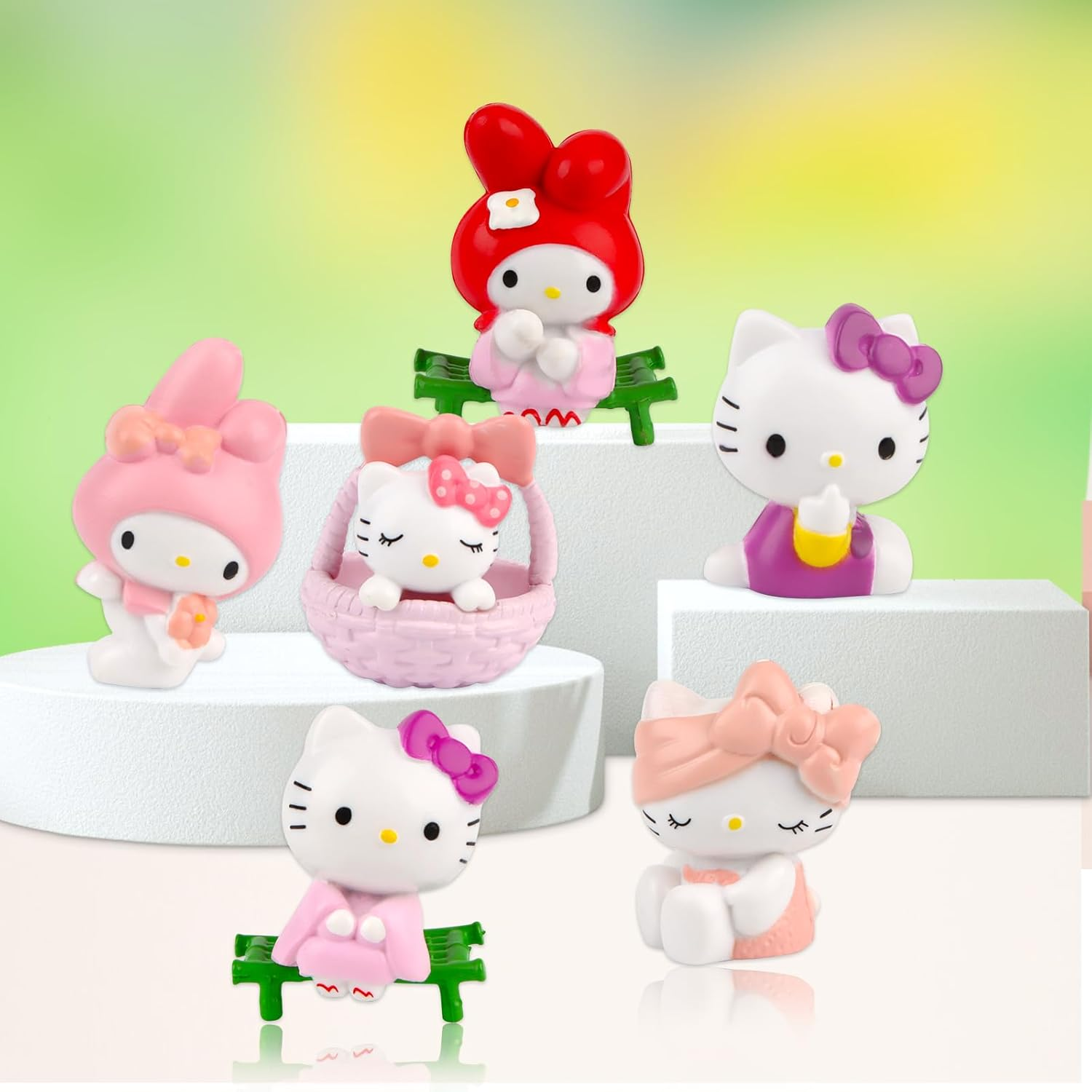 Hello-Kitty Mini Figures, Pack of 6 Hellokitty Cake Decoration, San-Rio Figure Cake Decoration, Cake Topper for Girls Birthday Decoration image number 2