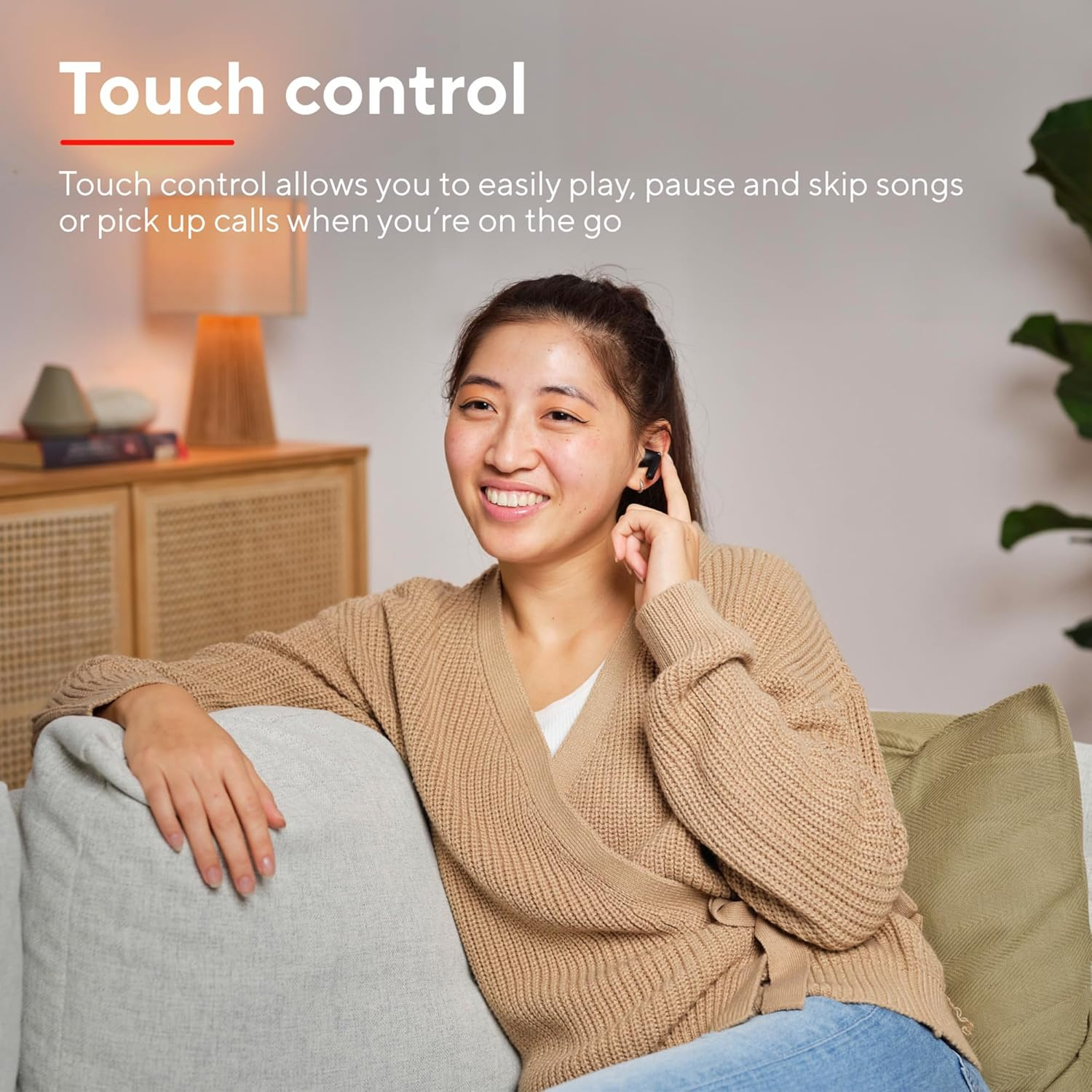 Trust Yavi In-Ear Bluetooth Headphones with 2 ENC Noise Cancelling Microphones, 23H Playtime, 85% Recycled Plastic, Earbuds Earphones Wireless Bluetooth Iphone Android Ios - Black - White image number 7