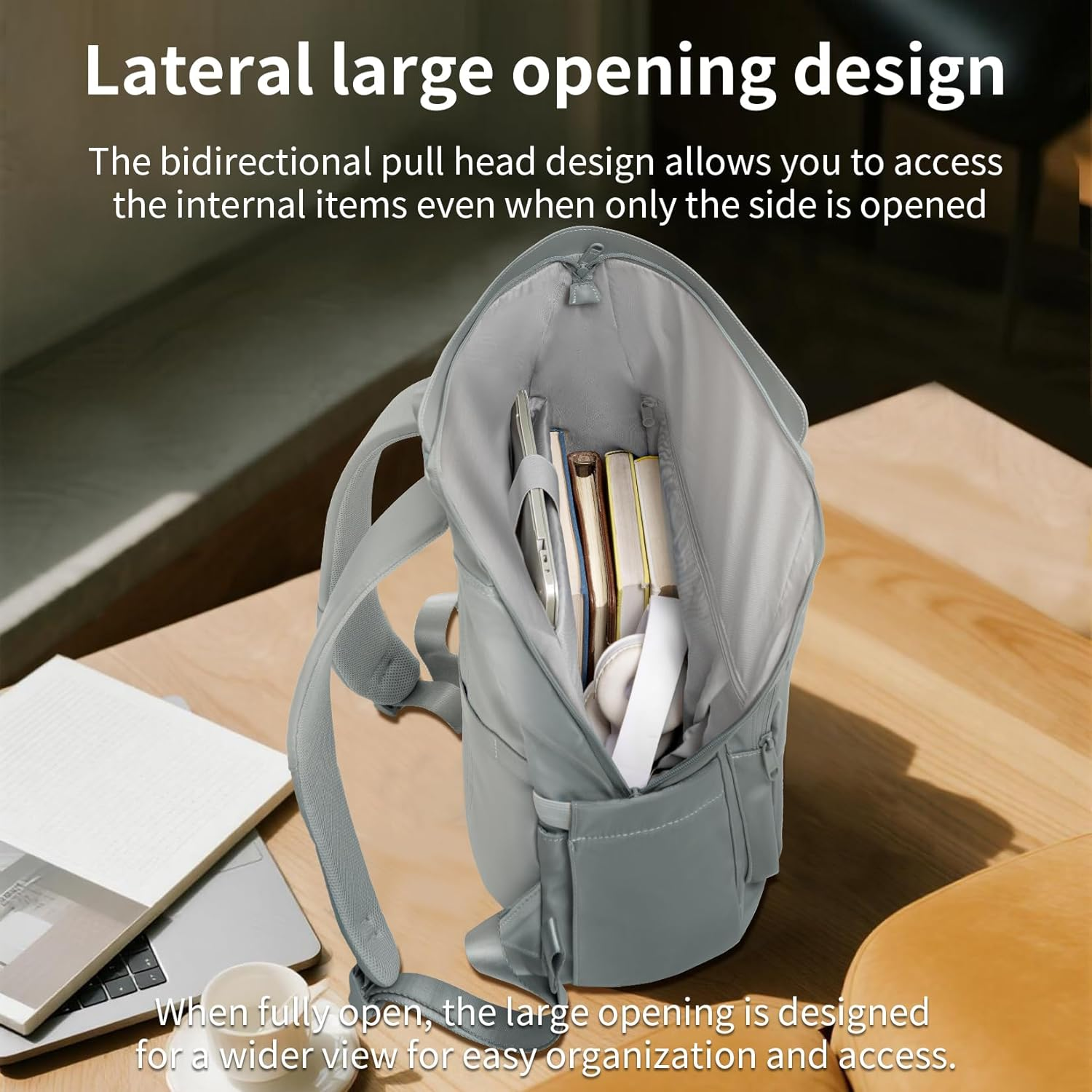 AJI Travel Backpack Laptop Backpack: Large Laptop Bag Fit 17 Inch - Carry on Backpack for Airplanes - Side Access & Wide Opening Expandable Waterproof Outdoor Work Backpack Schoolbag for Women Man image number 5