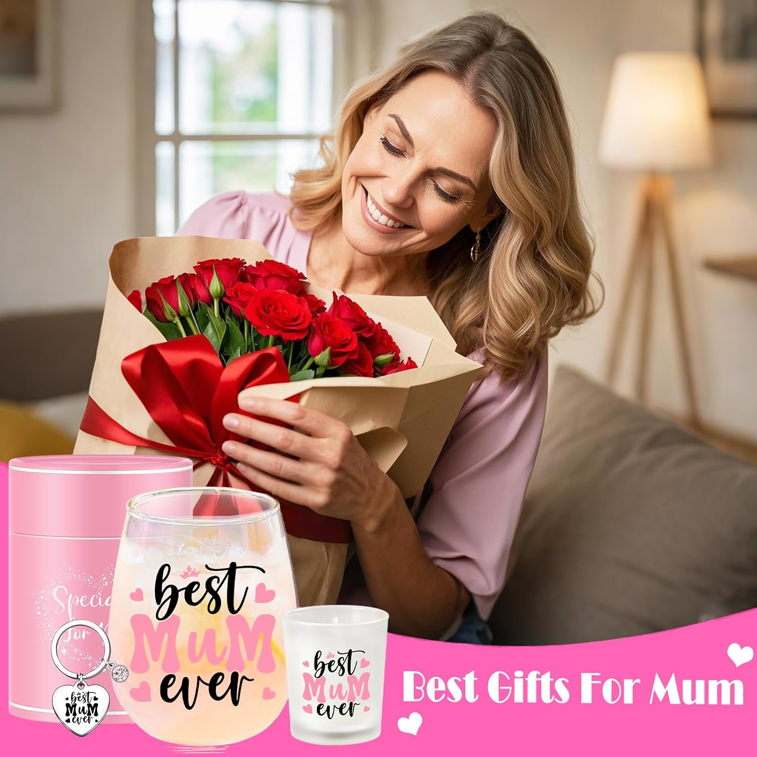 Mothers Day Gifts for Mum Personalised Mom Stemless Wine Glass Present for Best Mum Ever Christmas Birthday Gift Valentines Gifts for Mummy to Be Gift Mother of the Bride Present image number 1