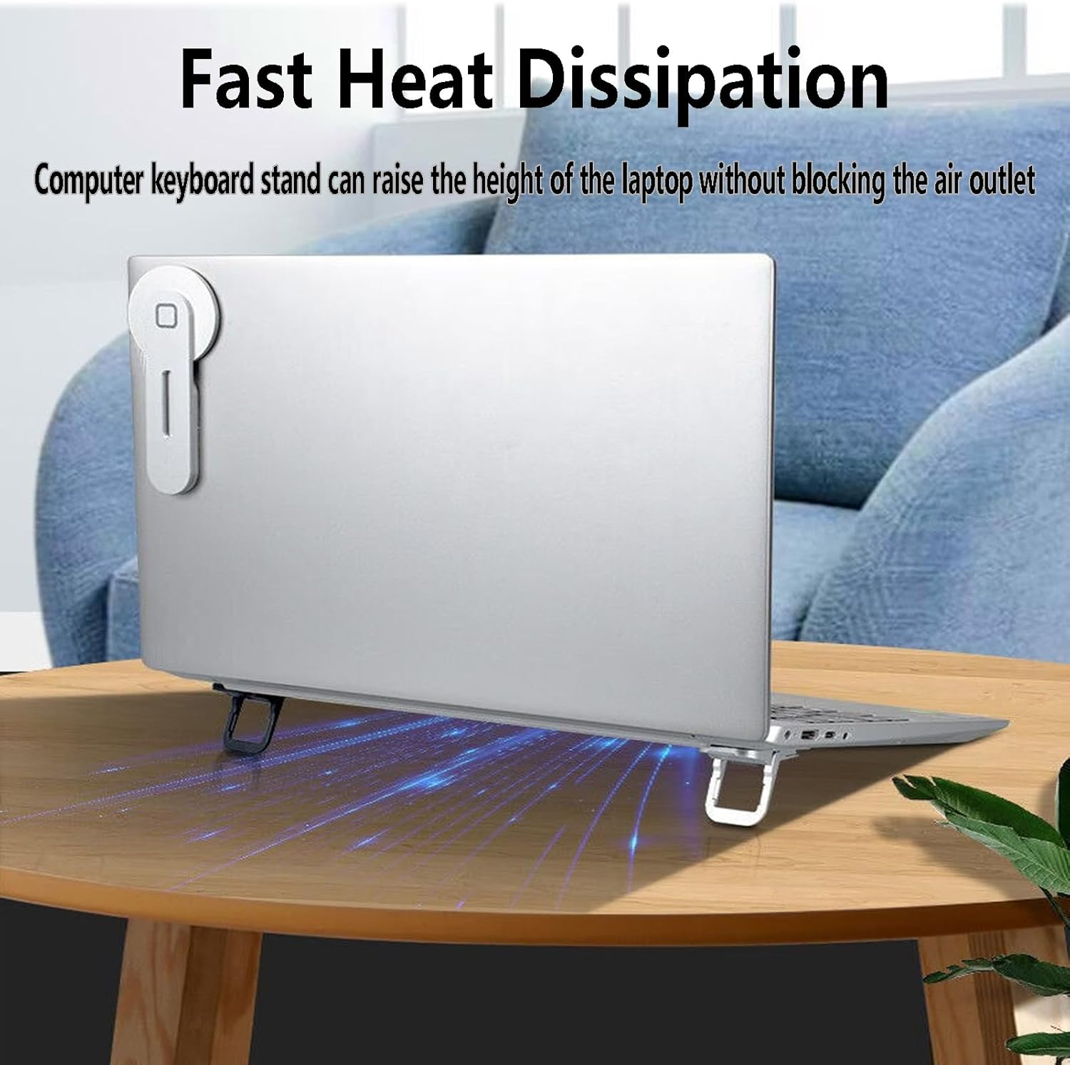 Meagtlva Foldable Laptop Stand,2Pcs Alloy Portable Keyboard Riser with 2 Adjustable,Self-Adhesive Invisible Notebook Holder, Mini Computer Keyboard Lift Stand for Desk (Sliver, 2 Adjustable Angles) image number 6