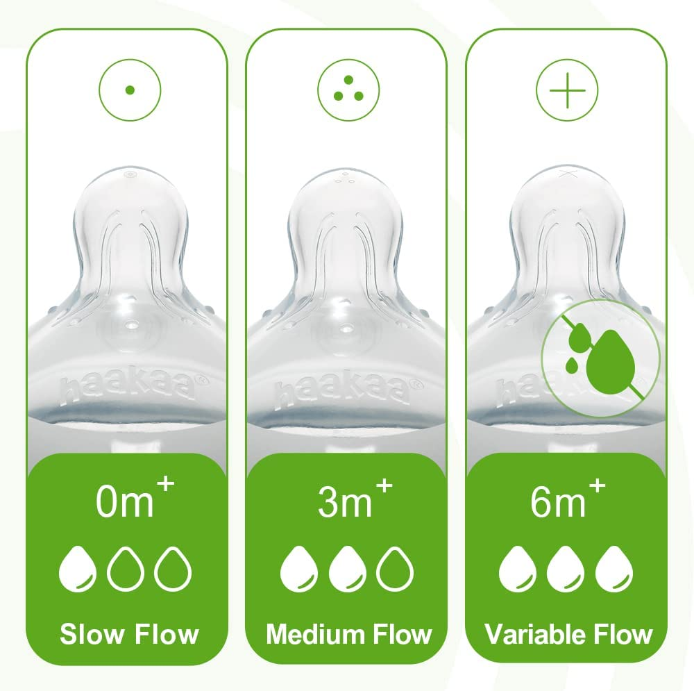 Haakaa Gen.3 Glass Baby Bottle 300Ml, with Anti-Colic Valve, Fast Flow, Mimic Breastfeeding, Temprature Resistant (Grey) - Grey image number 5