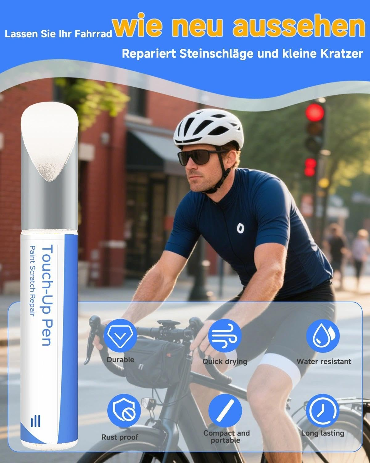 White Bicycle Paint - Touch up Paint for Riese & M&uuml;ller, Use Paint Pen for Metal and Plastic - High Coverage Bicycle Paint image number 5