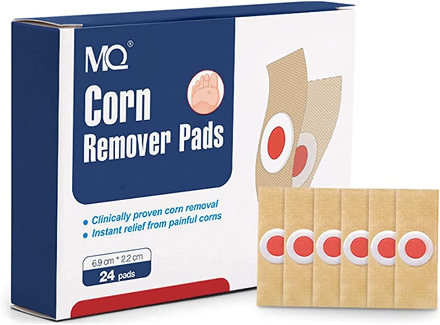 MQ Corn Remover Pads, Wart Remover, Foot Corn Remover Patch, 24 Pcs Corn Removal Pads, Corn Removal Treatment Relieve Corn Pain and Foot Care, Corn Plasters with Hole for Feet, Hand, Toe