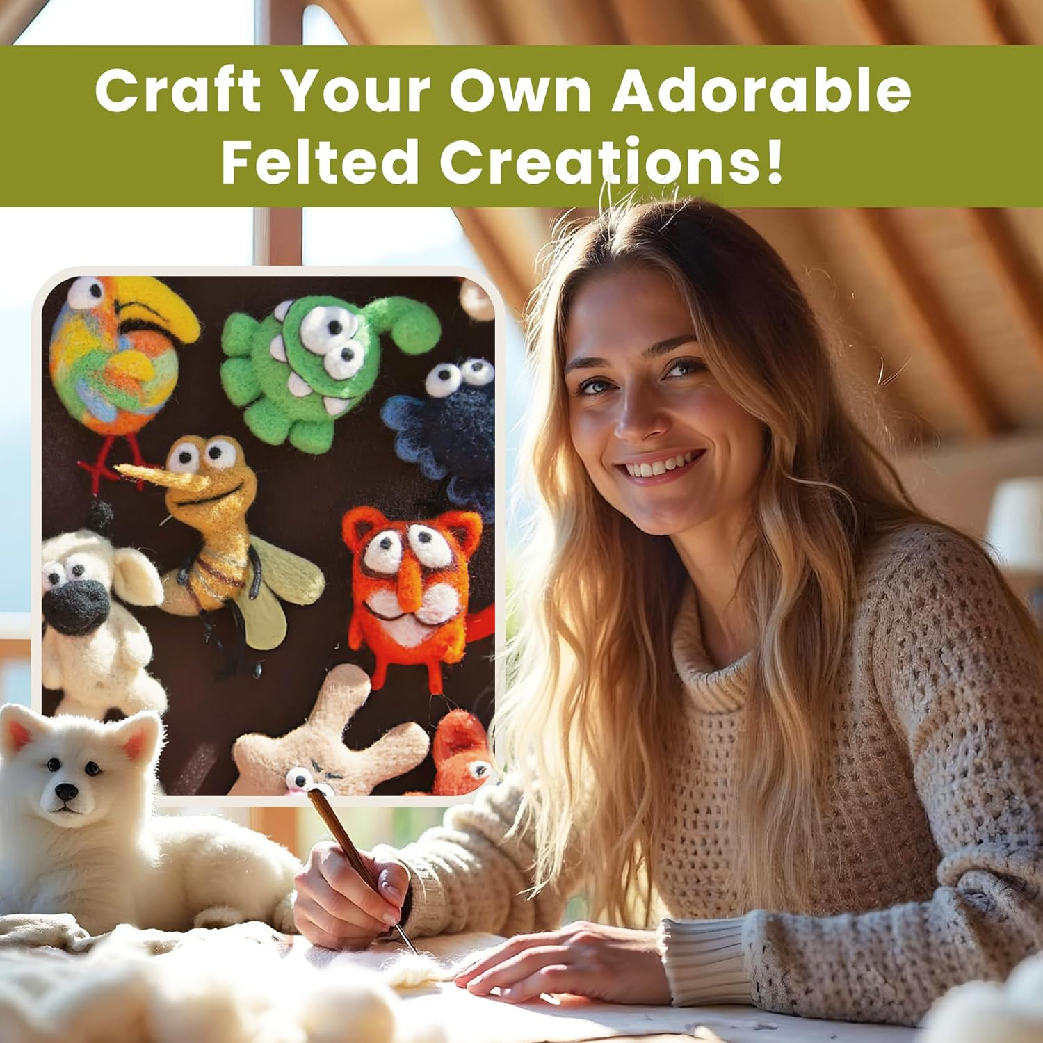 100% Natural White Wool Roving Top, 8 OZ Corriedale, from USA Mill, Best Core Wool for Needle Felting, Wet Felting, Spinning, Dryer Balls, Stuffing, Big Yarn Roving, 29.5 Micron, Un-Dyed image number 6