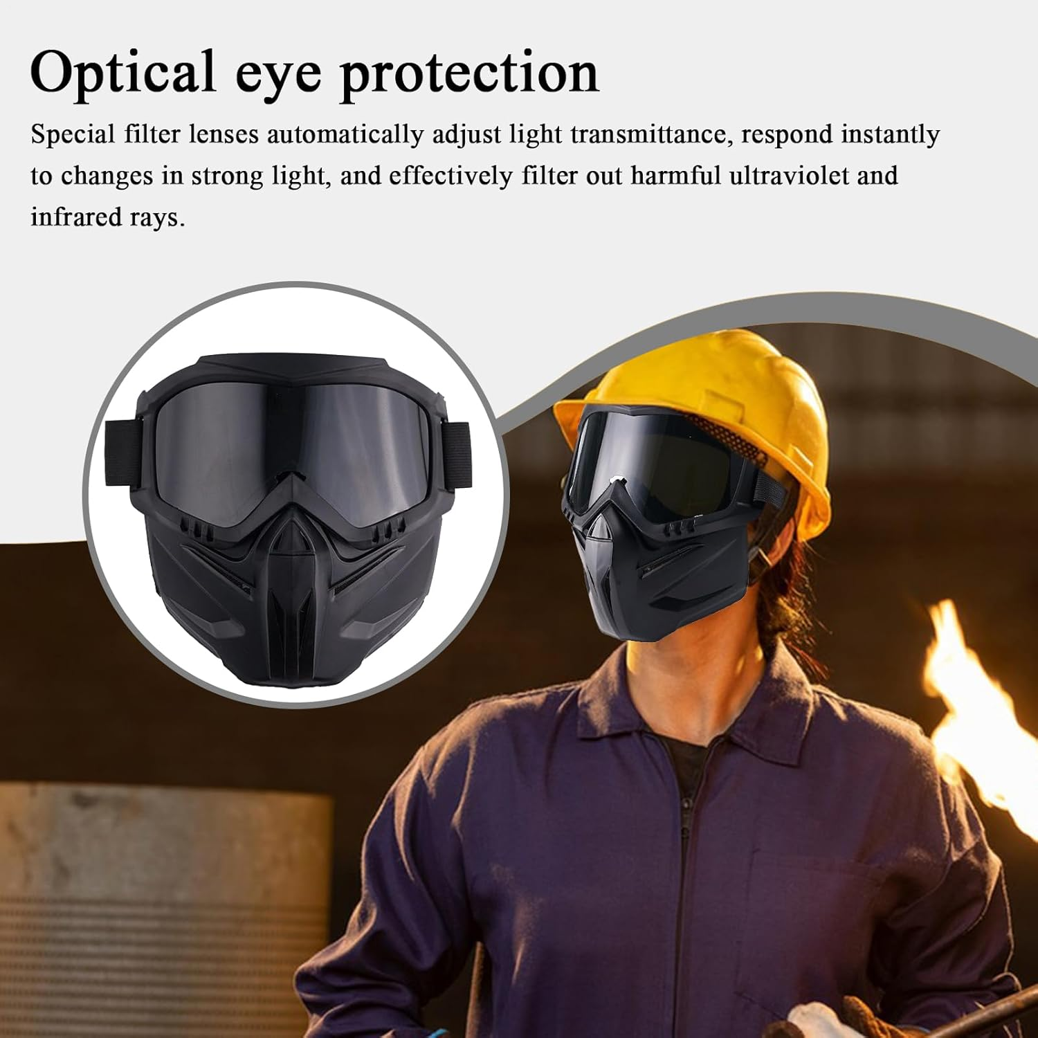 Welding Helmet, Anti-Glare Welder Mask, Flame and Heat Resistant Headgear, Auto-Darkening Lenses Portable Compact Versatile Ideal for Cutting, Grinding, Protective Gear image number 6