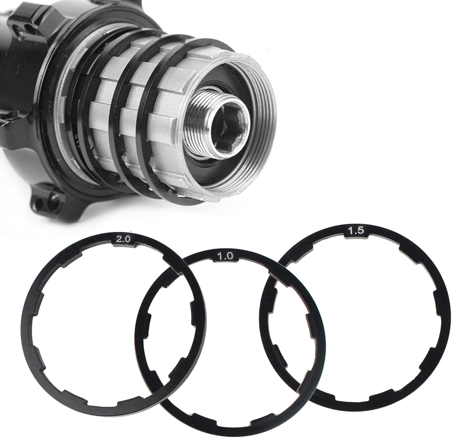 Bike Spacer, 3 Pcs Set 3 Size Bicycle Headset Spacer Bike Cassette Spacer Included Bicycle Flywheel Hub Spacer 1Mm 1.5Mm 2Mm Cycling Bottom Bracket Axle Washer Gasket image number 6