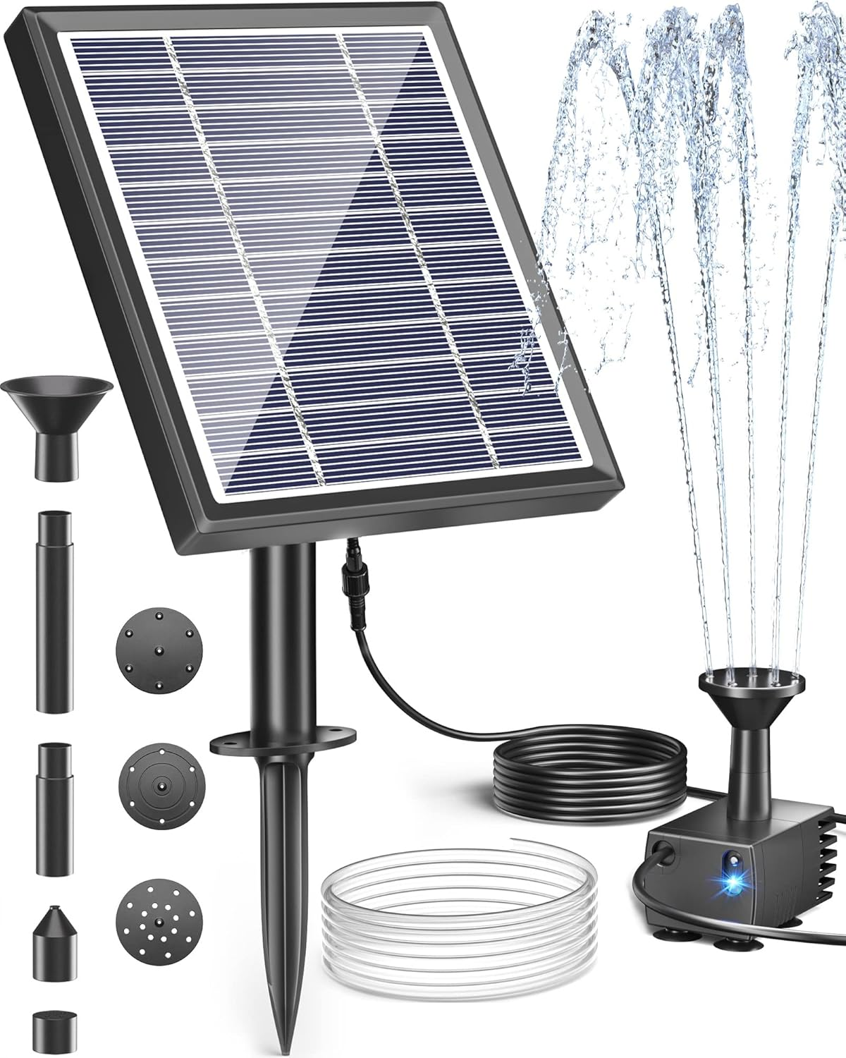 Biling Solar Fountain for Bird Bath, Solar Panel Kit Outdoor Solar Water Pump with 4Ft Tubing for Hummingbird Bath, Small Pond and Fish Tank image number 5