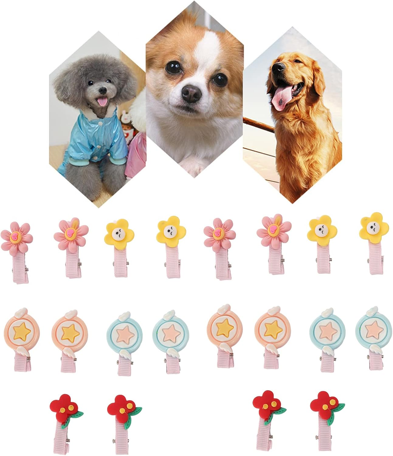 20Pcs Pet Hair Clip, Flower Shape Resin Lovely Sweet Cute Dog Hair Barrettes, Pet Headdress Pet Grooming Hairpin Pet Grooming Hair Accessories for Small and Medium Pets image number 3