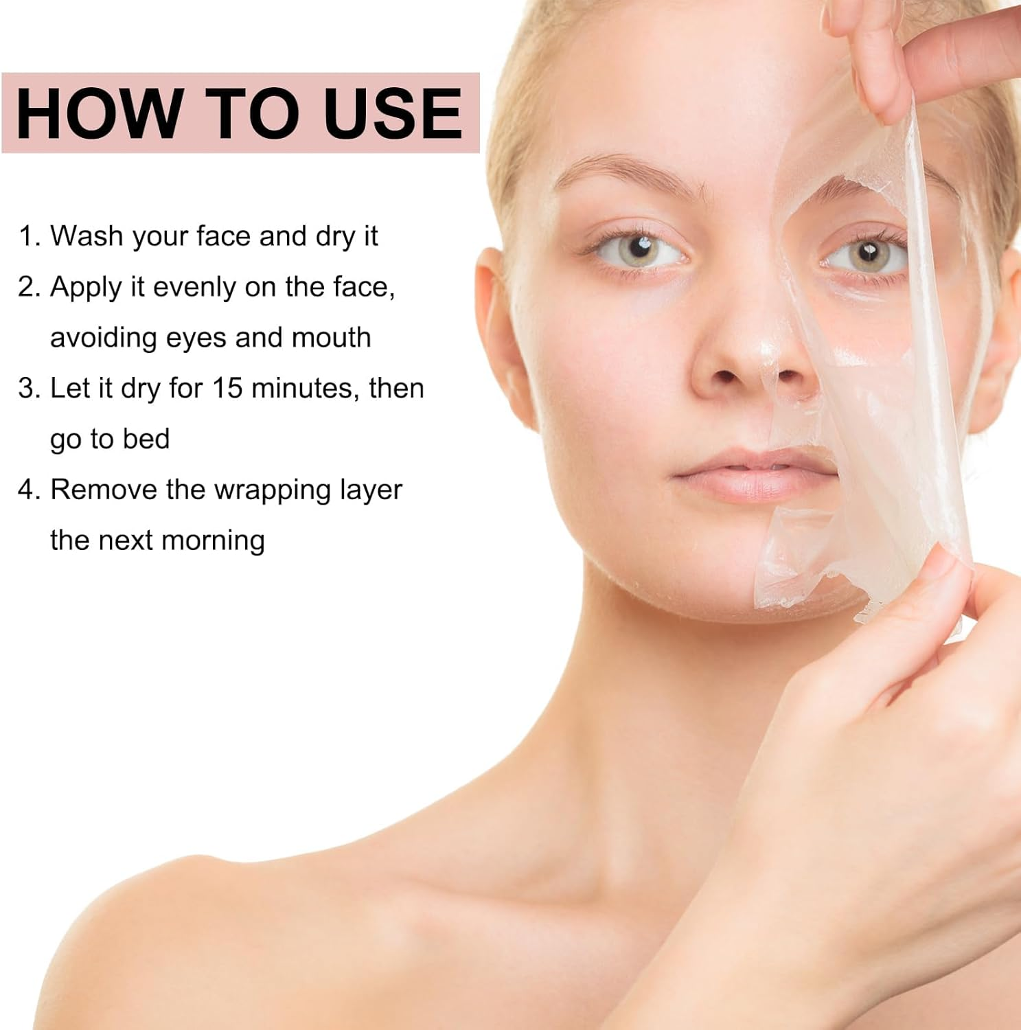 Collagen Night Wrapping Mask Peel off &ndash; Overnight Face Mask for Deep Hydration, Firming & Glowing Skin Care, Reduces Sagging Wrinkles Skincare&ndash; 2.54 Fl. Oz with Jelly Brush image number 6