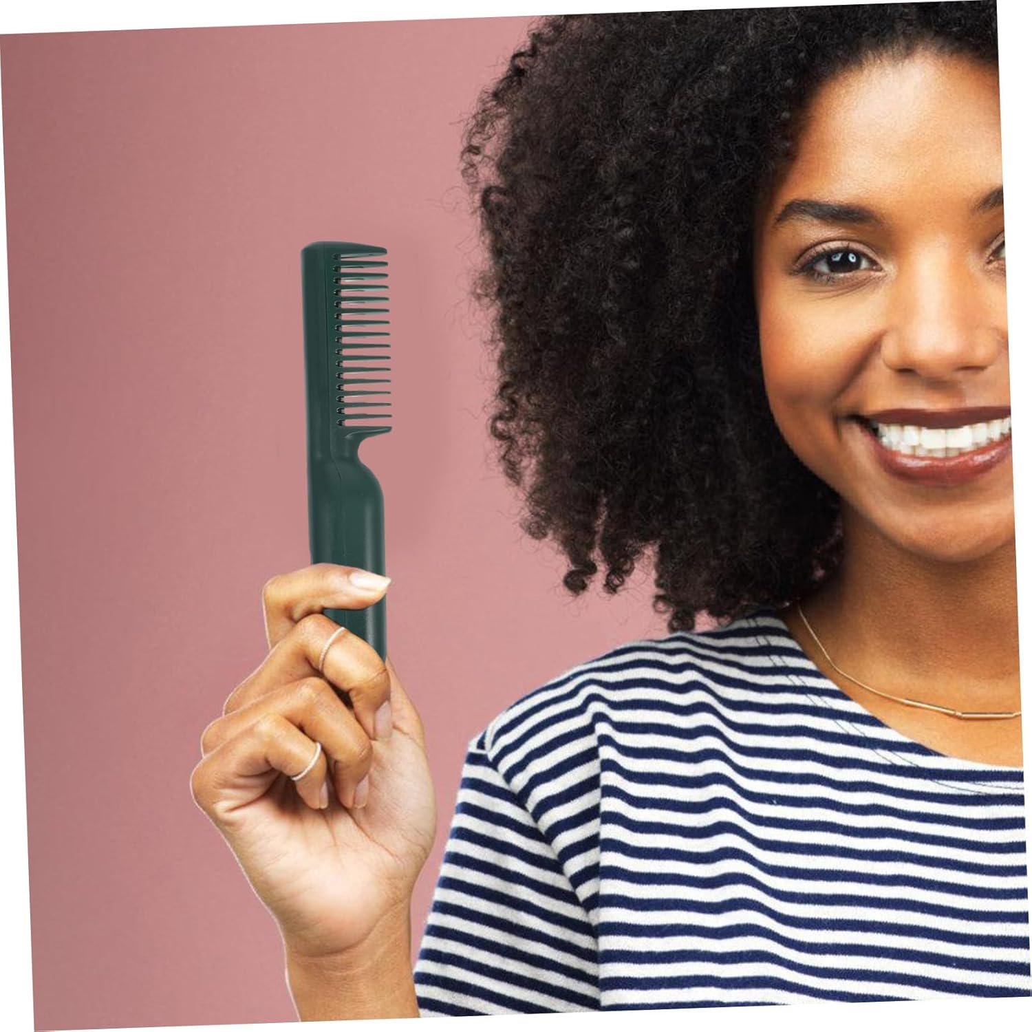 DECHOUS Hair Straightening Comb with Quick Heat for Home and Travel Suitable for All Hair Types Including Curly and Thick Compact USB Rechargeable Styling Brush for Smooth Silky Finish image number 2