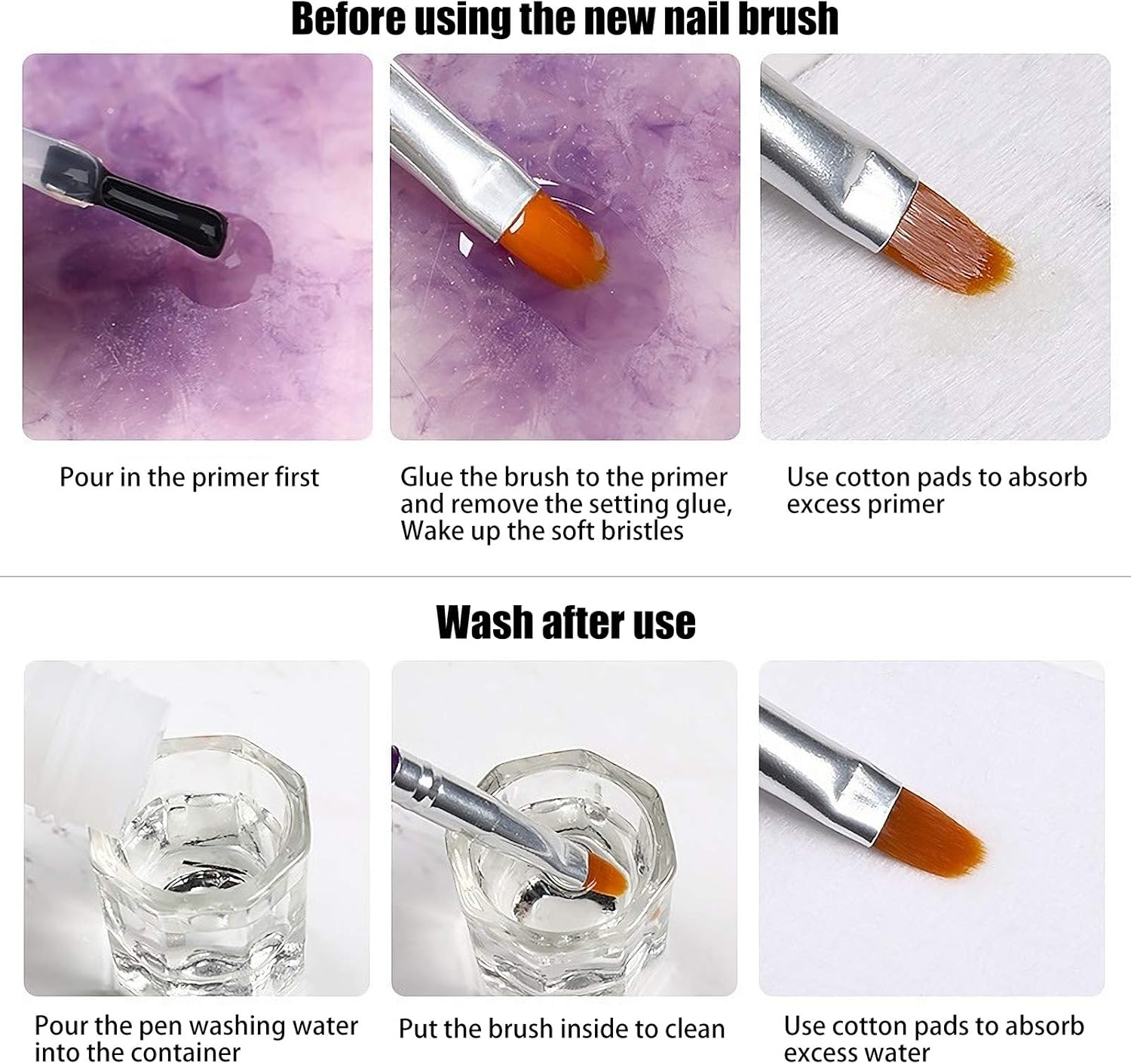 Hanyousheng Set of 7 UV Gel Brushes for Nails, UV Gel, Acrylic, Nail Brush, Nail Gel Brush, Brush Set for Nail Art image number 3