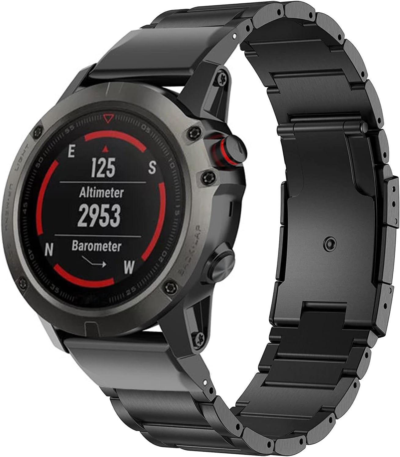 Maktech Titanium Band for Garmin,22Mm Three-Piece Metal Bracelet Strap with Quick Release Connector,Tortoise Buckle,For Garmin Fenix 8 47Mm/7/7 Pro/6/6 Pro/5/5 plus Smartwatch (Black) image number 4