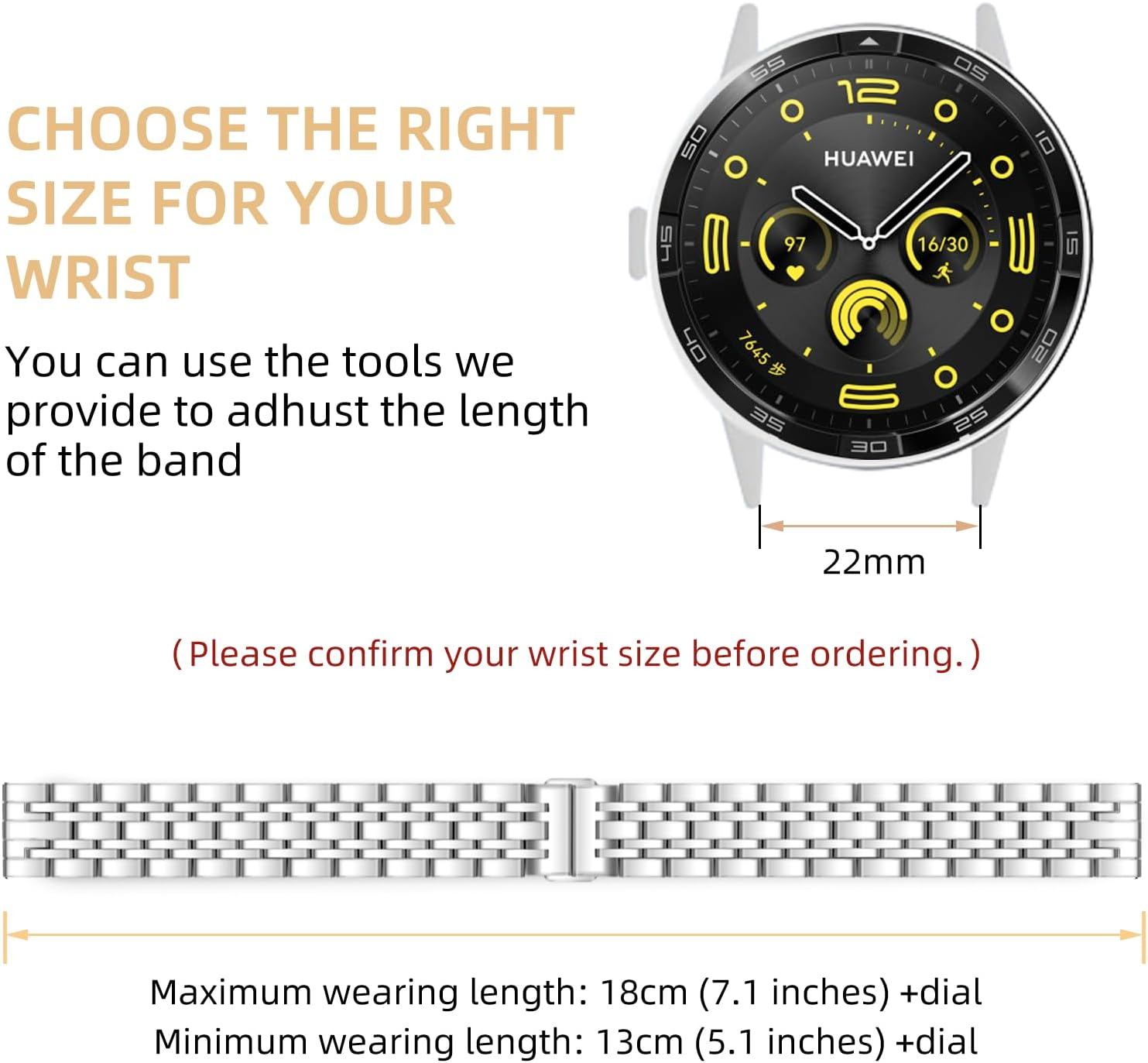 Hinnwer 22 Mm Bracelet Compatible with Huawei Watch GT4/GT 3/GT 2 46 Mm Huawei Watch 4 46 Mm Huawei Watch 4 Pro 48 Mm, Stainless Steel Metal Replacement Straps for Huawei Watch 3/Watch 3 Pro - Blue And Silver image number 3