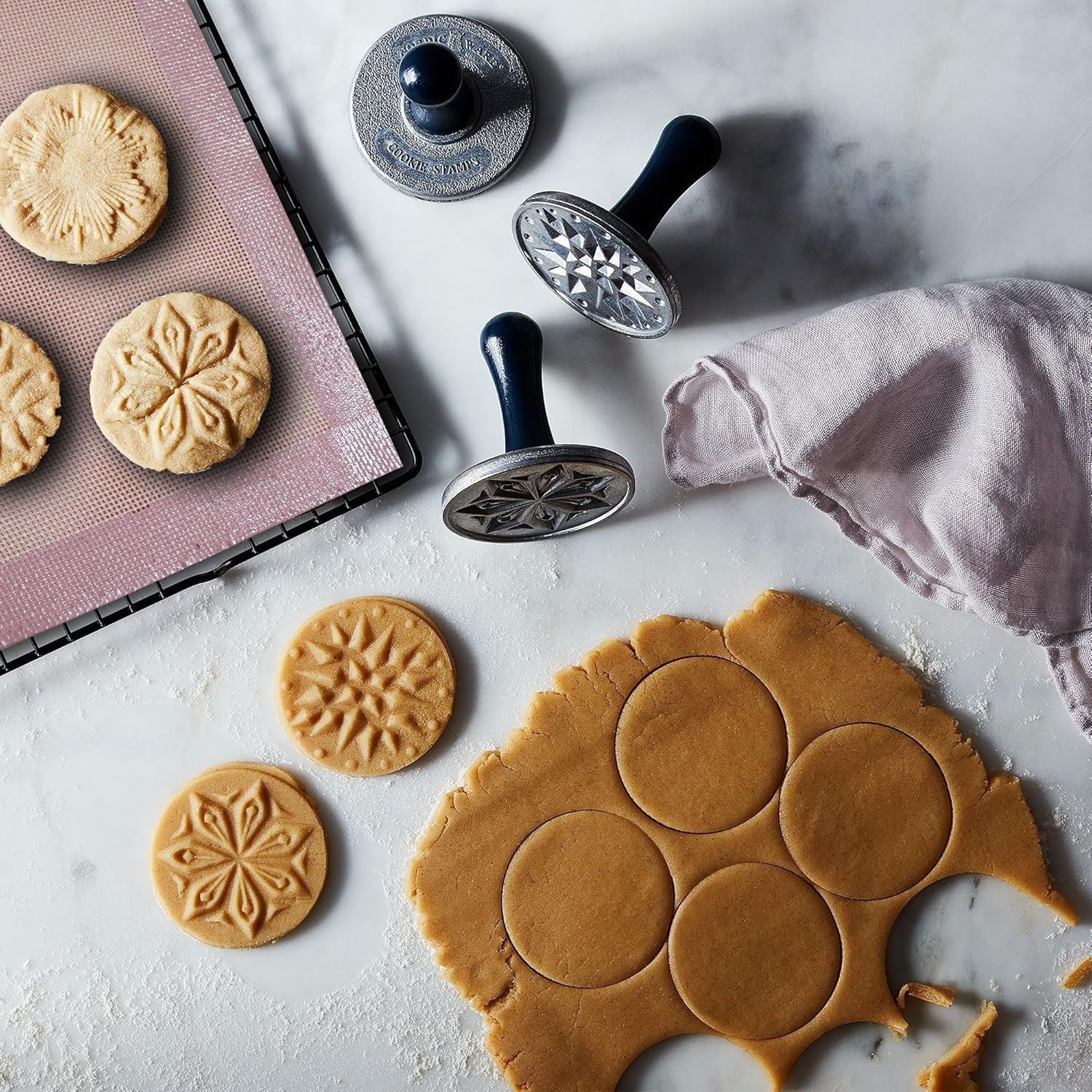 Perforated Silicone Baking Mats 2-Pack, Oven & Dishwasher Safe Reusable Biscuit Pastry Bread Pizza Liners, 11 5/8" X16 1/2" Sakura Pink image number 2