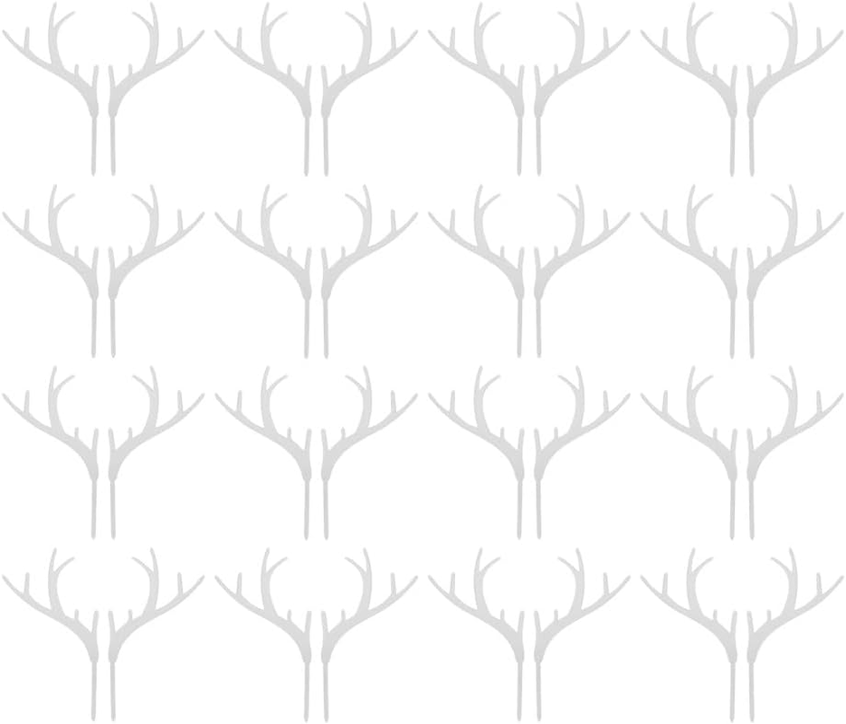 LUOZZY 32Pcs Antler Cupcake Toppers Acrylic Elk Horn Cake Toppers Christmas Dessert Picks for Xmas Party Supplies - Gold image number 5