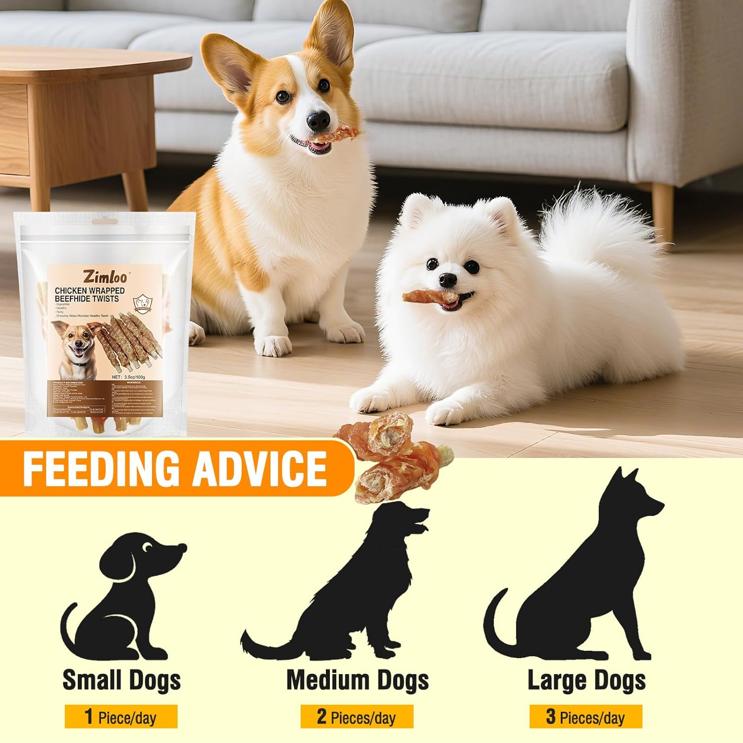 Beefhide Dog Chews Chicken Wrapped, Natural Dental Sticks for Teeth Cleaning, Long Lasting Treat for Small & Medium Dogs, 4.7 Inch image number 3