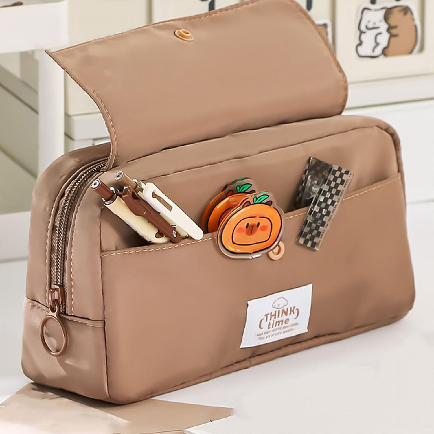 Practical Spacious Pencil Storage Bag with Zipper for School Office Supplies Durable Material Home Accessories image number 1