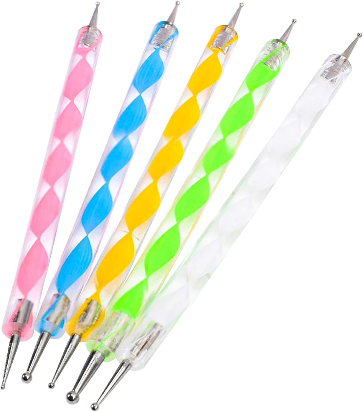 TRIXES 5 X 2 Way Dotting Pen Marbleizing Tool Nail Art Dot Paint Shop Accessory image number 2