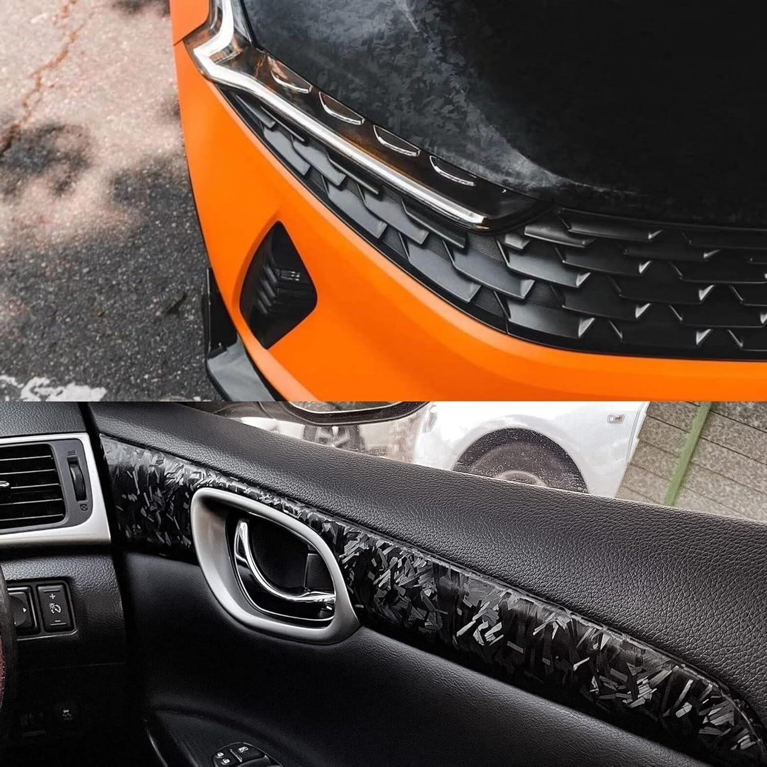 Black Forged Carbon Fiber Vinyl Wrap Roll, Black Car Wrap Vinyl with Bubble Free Air Release Auto DIY Decal Vehicle Motorcycle Self Adhesive Sticker (Black Forged Carbon, 1Ft X 10Ft)