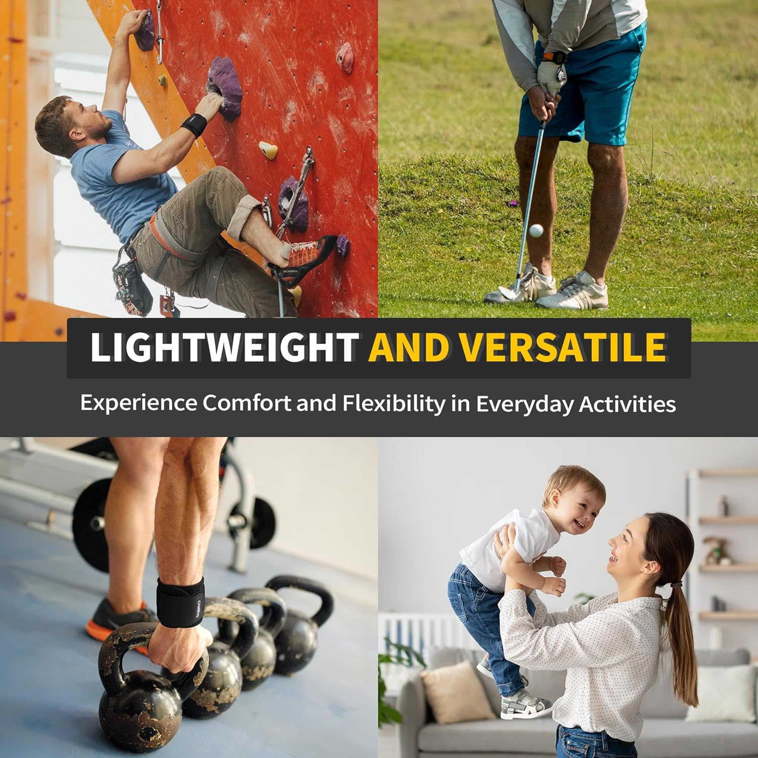 CAMBIVO Wrist Wraps for Men and Women 2 Pack, Adjustable Compression Wrist Brace for Carpal Tunnel, Wrist Support, Pain Relief, Lifting Straps Wrist Bands for Fitness, Weightlifting, Gym Workout image number 4