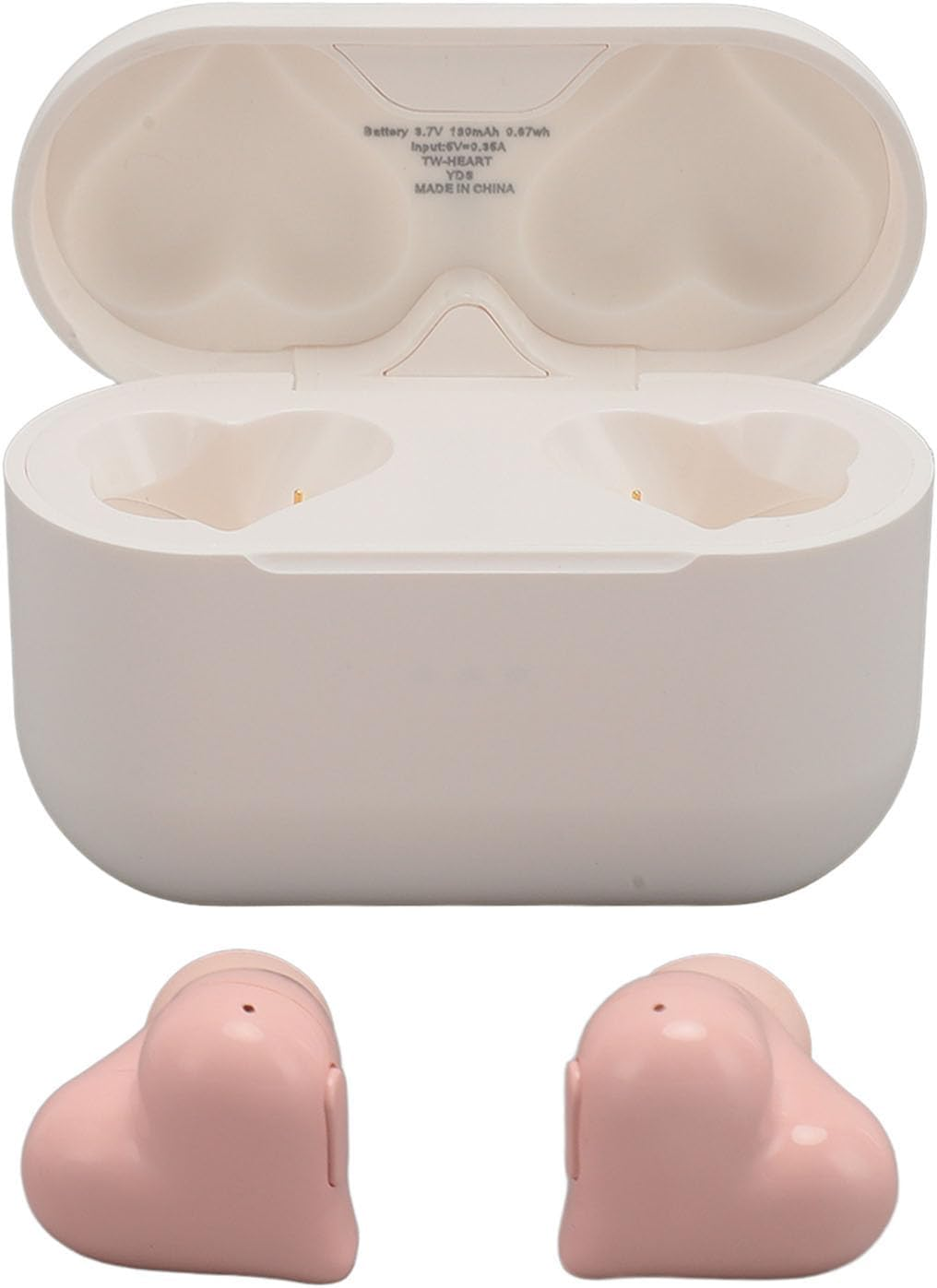 Ciciglow Heart-Shaped Wireless Earbuds, Stylish Wireless Headphones, Hifi Stereo Sound, Waterproof, Bluetooth 5.3 Earbuds with Charging Case for Girls and Women (Powdered)