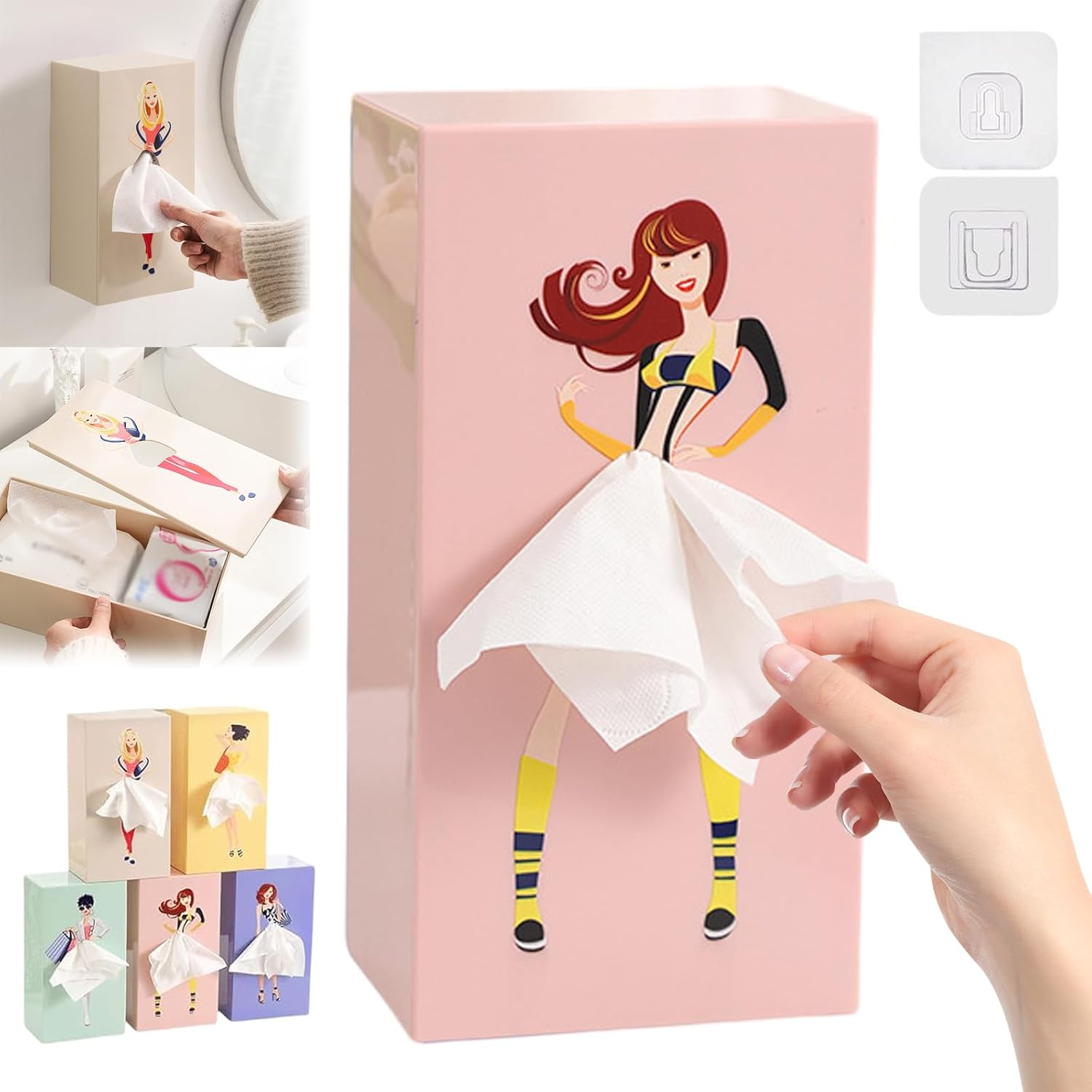Flying Skirt Tissue Box, Creative Tissue Boxes Holder, Lady Skirt Tissue Box Cover, Creative Tissue Boxes for House Bathroom Living Room Bedroom & Office
