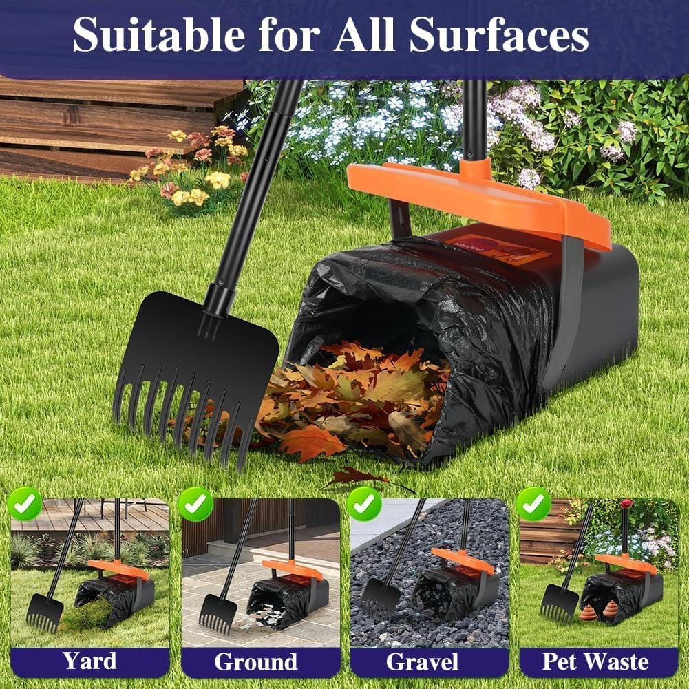 Pseul Pooper Scooper Swivel Bin & Rake Kit,116Cm Adjustable Long Dog Poop Scooper, with 35 Dog Poop Bags, Portable Dog Poop Picker Gravel-Dog Waste Set, Garden Cleaning Kit for Yard Dog Pet for Lawns image number 5