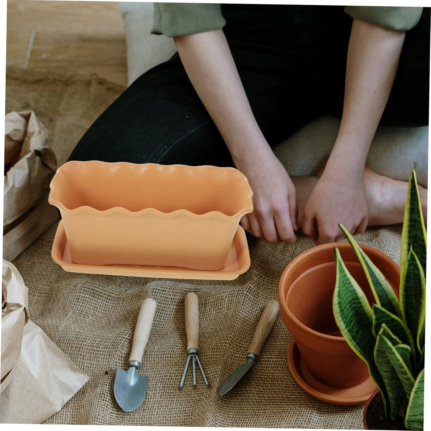 1Set Planting Container for Use Lightweight Flower Pot Tray for Vegetables Garden Decor Multipurpose Planter Box image number 3