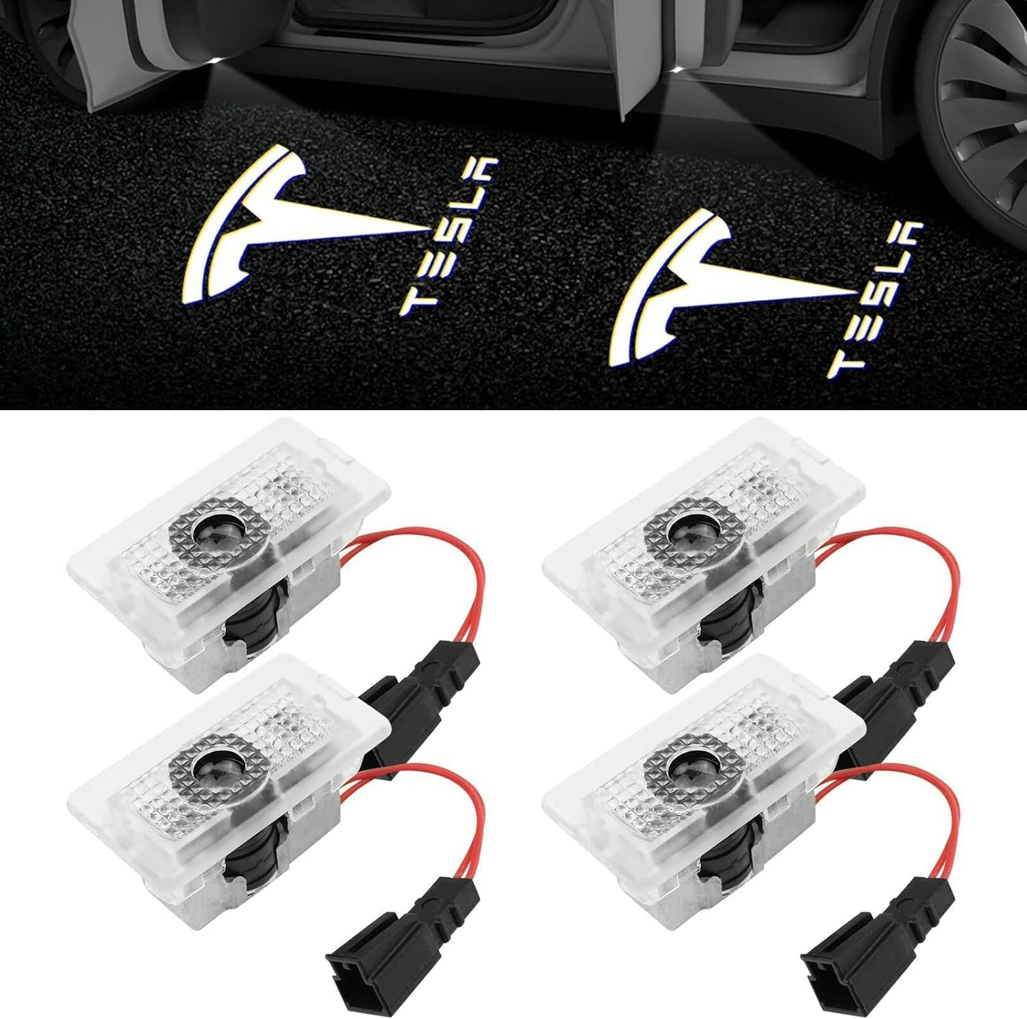 Upgraded Tesla Puddle Lights 4 Pcs for Tesla Model 3/Y/S/X Highland Accessories LED Logo Projector Car Door Lights image number 4
