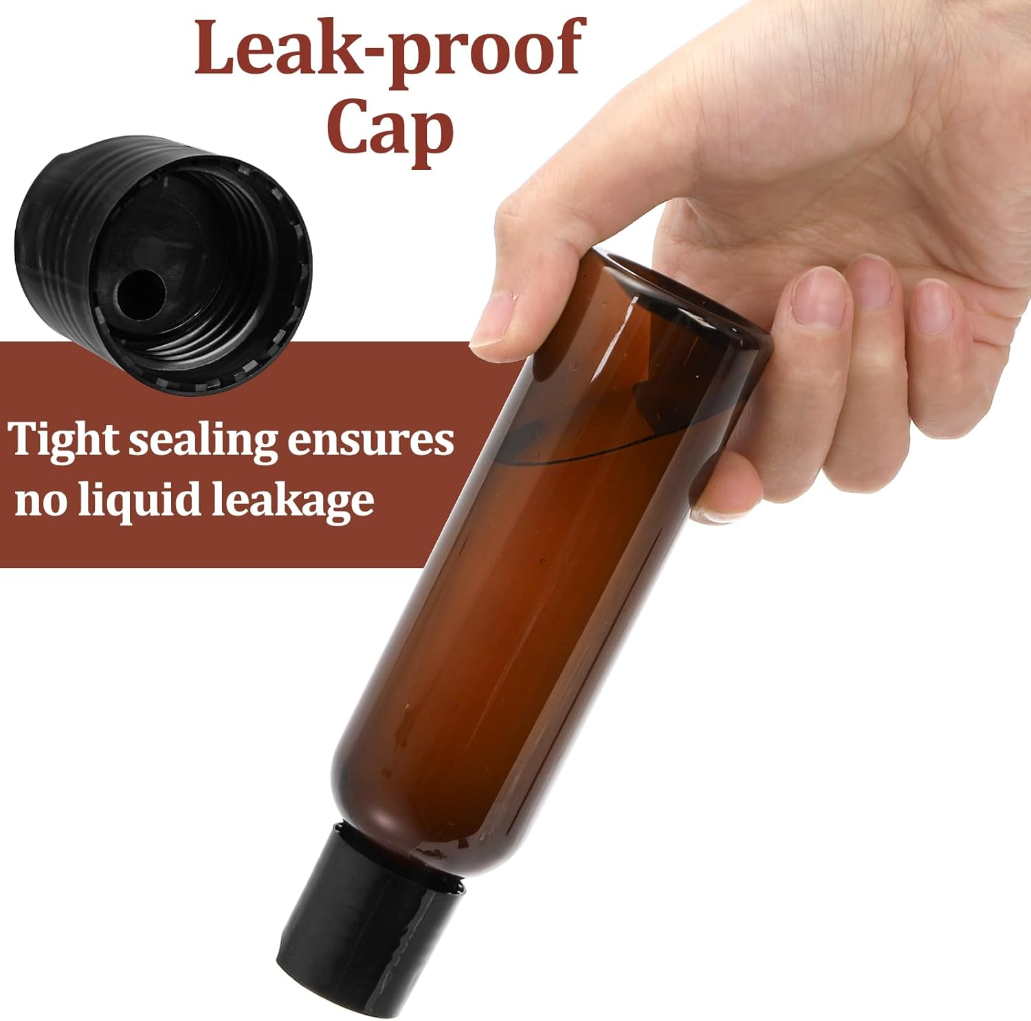 Bekith 30 Pack 4Oz Plastic Squeeze Bottles with Disc Top Flip Cap, Empty Amber Bpa-Free Refillable Containers for Shampoo, Lotions, Liquid Body Soap, Creams, Amber, 4Oz