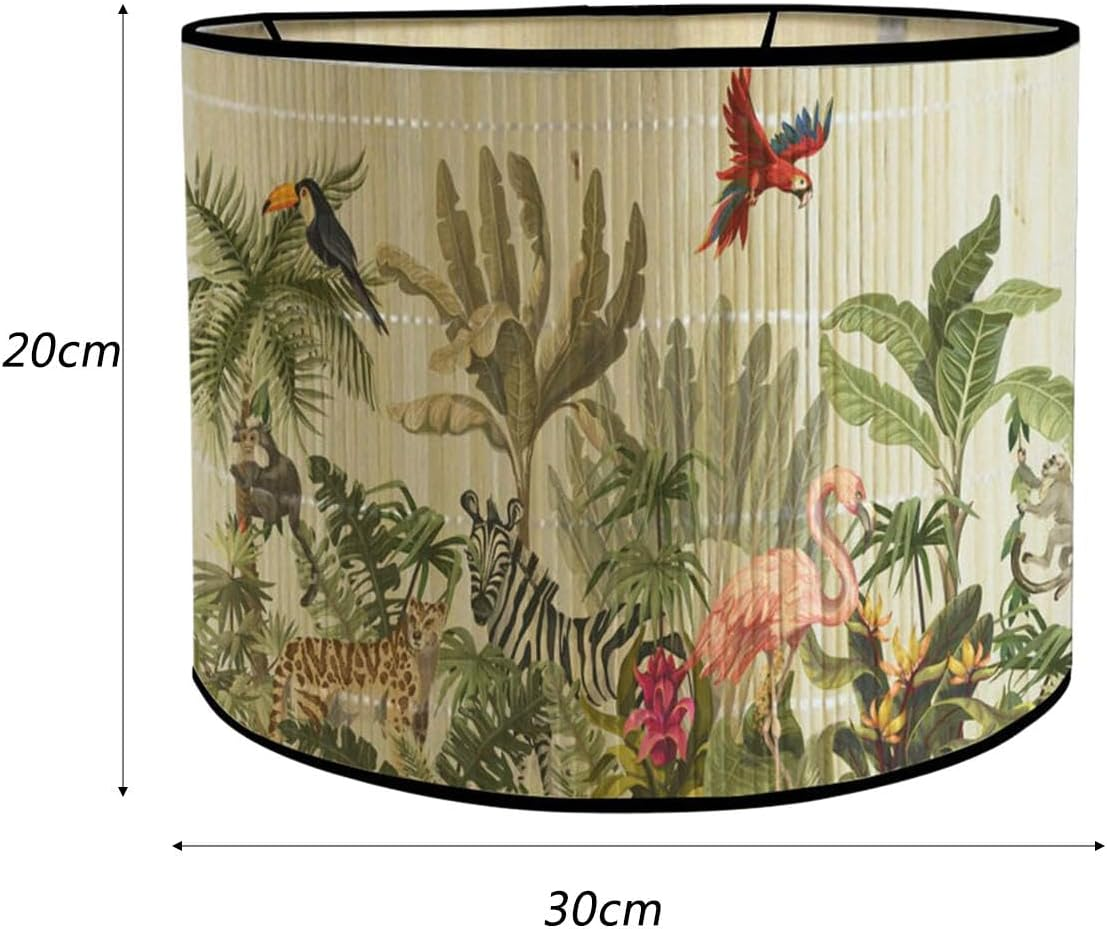 MFMEXUL Bamboo Lampshades, Drum Lampshade, E27 Removable Rod, Japanese Lampshade for Floor Lamps, Desk Lamps, Birds, as Described - Flower Birds image number 3