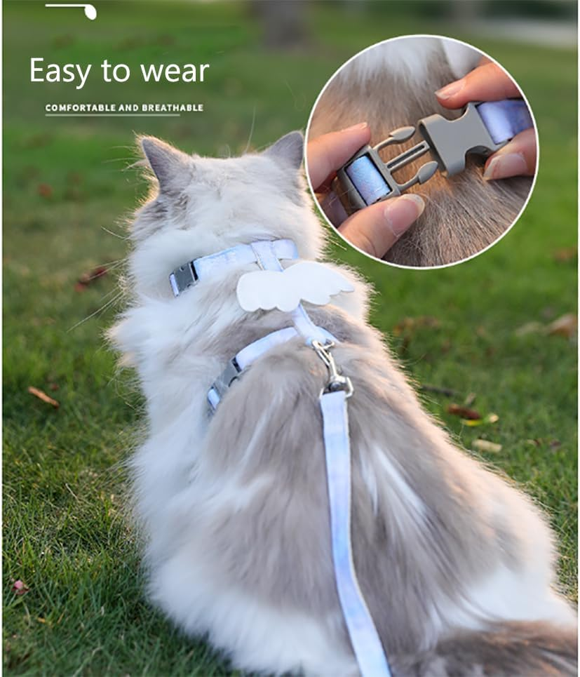 YULOONG Cat Vest+Traction Rope Set for Escape Prevention, Suitable for Outdoor Walks, Soft and Breathable, Adjustable G S image number 2