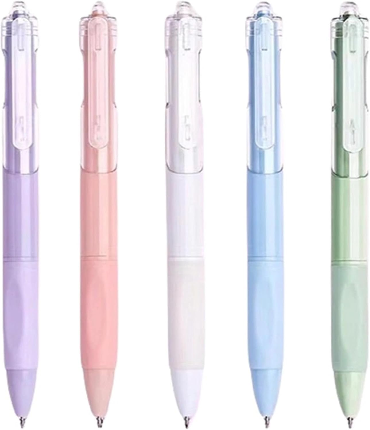 MAIHUO 5Pcs Green Gel Pens,Quick Drying Press Gel Pen,0.5Mm Black Ink Pens,Aesthetic Gradient Color Barrel,Green Stationary,Cute School Supplies