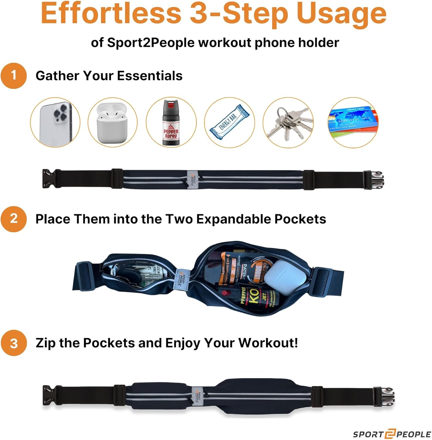 Water-Resistant Running Belt for Men and Women, Running Fanny Pack for Hands-Free Workout, Phone Holder for Running, Freerunning Reflective Waist Pack, Money Belt - Army Green image number 3