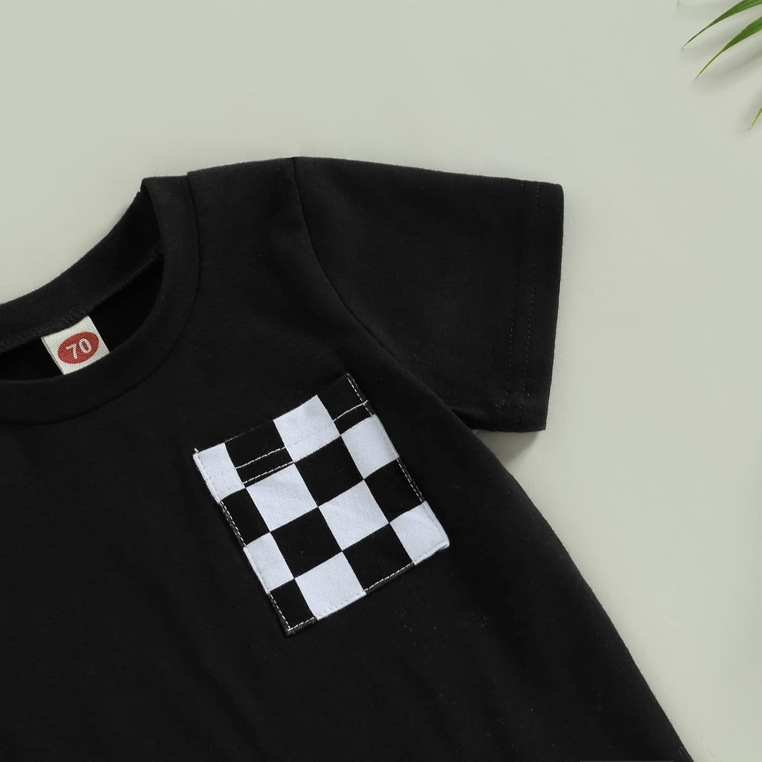 Karuedoo Baby Boy Girl Summer Outfits Checkered Plaid Short Sleeve T-Shirt Top Shorts Set Trendy Toddler Checkerboard Outfit image number 1