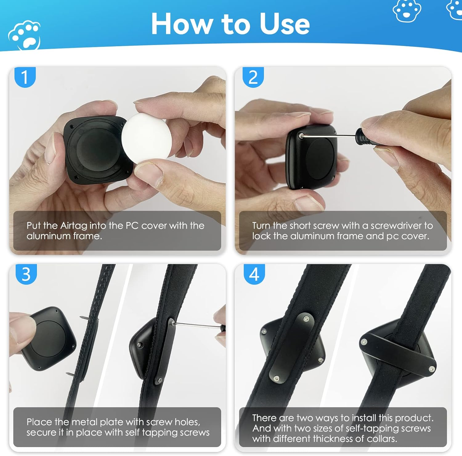 Cloudvalley IPX8 Waterproof Dog Collar Holder for Apple Airtags, Anti-Lost Airtag Mount Case Compatible with Dog & Cat, Pet Trackers for Apple Iphone, Ultra-Durable, Fits All Width Collars image number 6