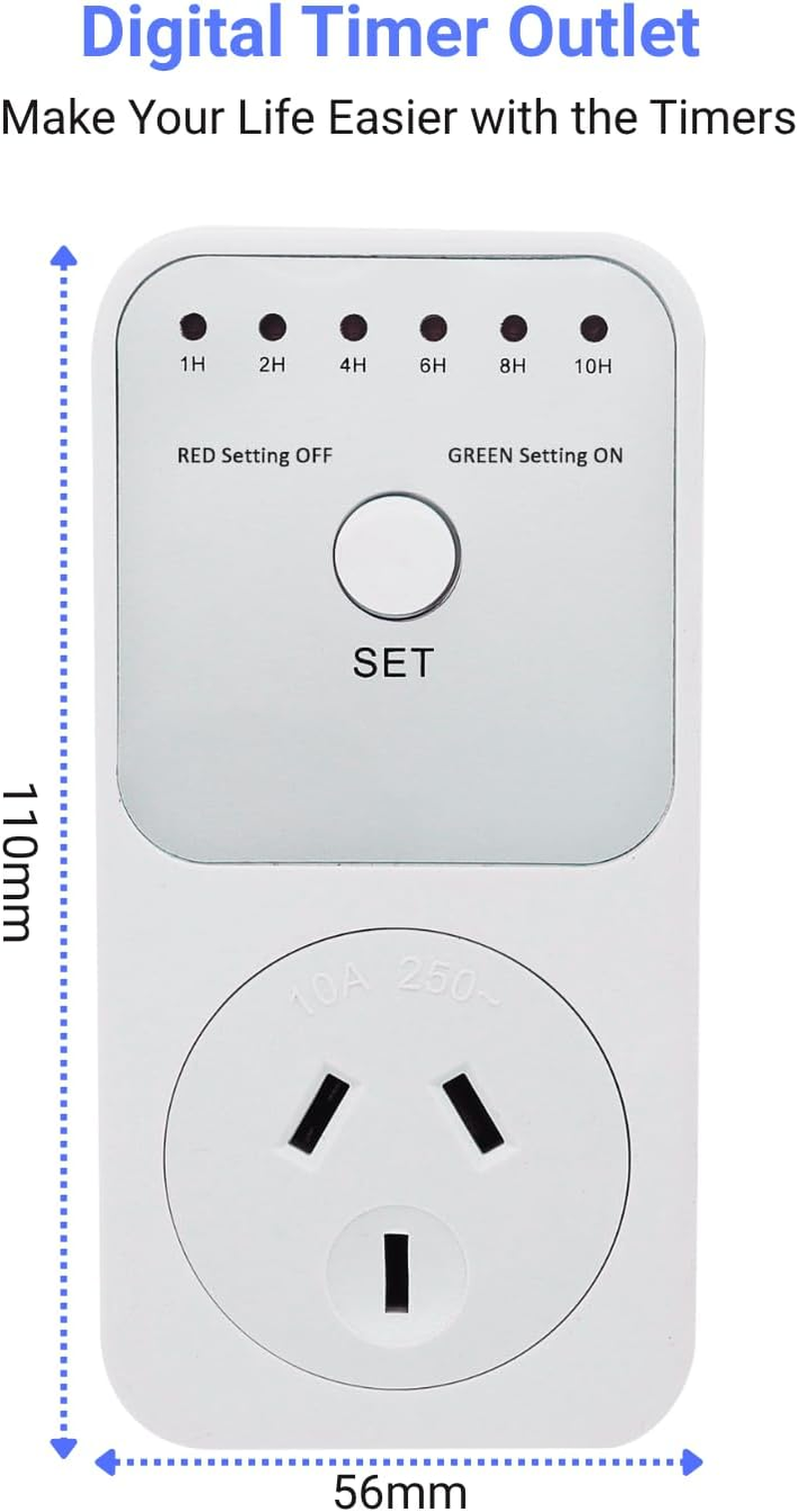 Digital Timer Switch Socket Electric Dual Countdown Timer Plug-In Time Control 240V for Appliances