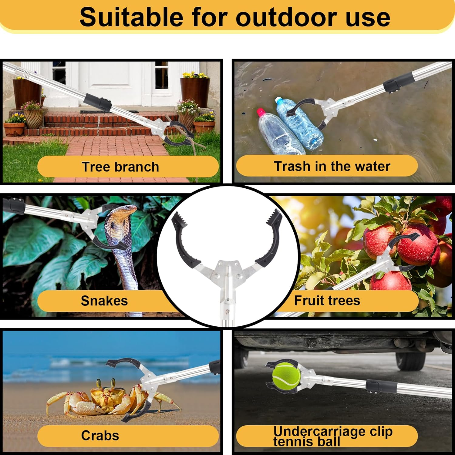 Grabber Reacher Tool Extra Long, 69" Trash Picker Upper Grabber Heavy Duty Stainless Steel Thickened Non-Slip 6 Inch Wide Jaws Claw Reaching Tool image number 6