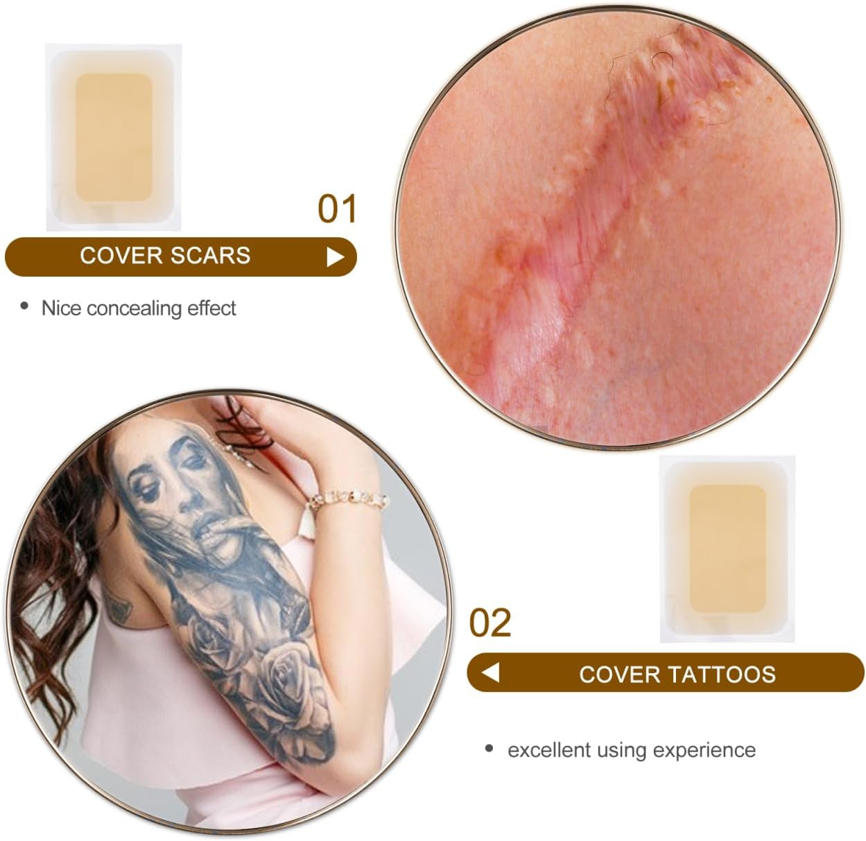 FOMIYES Waterproof Scar Concealer Tape, Invisible Skin Tone Cover up Patch for Tattoo, Scars, Birthmarks, Makeup Use - Complexion image number 5